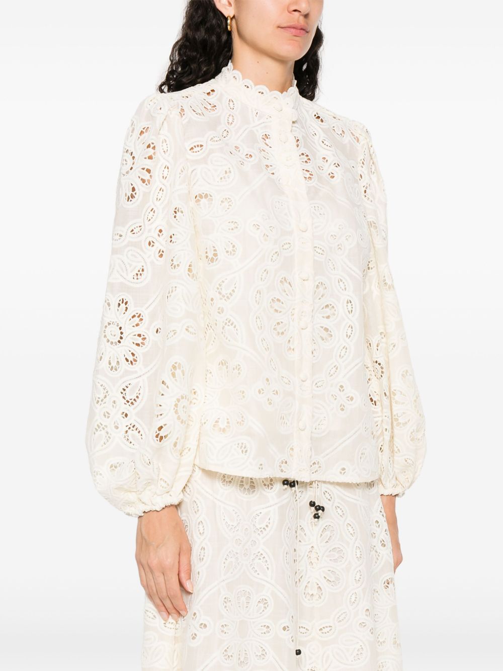 ZIMMERMANN Embroidered Blouse with Cut-Out Floral Detailing