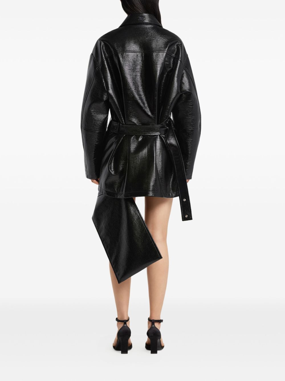 COURREGÈS Women's Vinyl Bomber Jacket with Zip Fastening and Dropped Shoulders