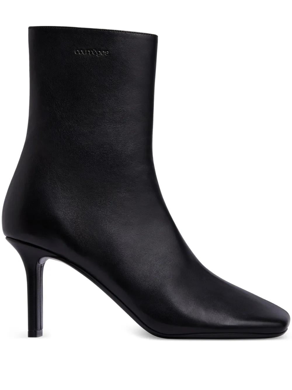 COURREGÈS Leather Ankle Boots with Square Toe