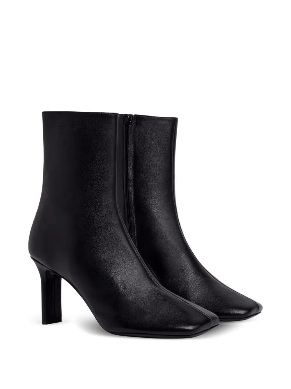 COURREGÈS Leather Ankle Boots with Square Toe