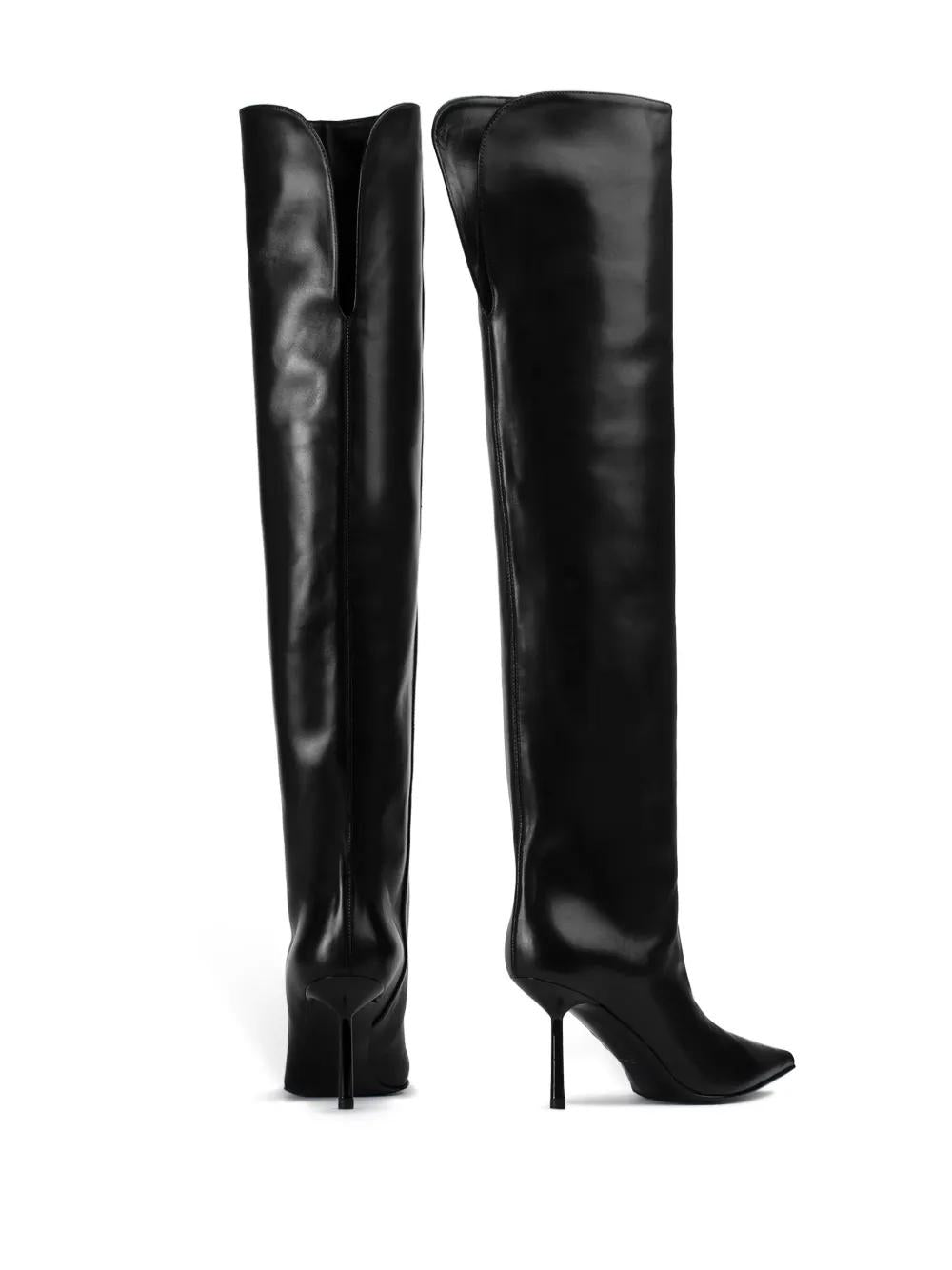 LE SILLA Pointed-Toe Leather Over-The-Knee Boots with 120MM Heel