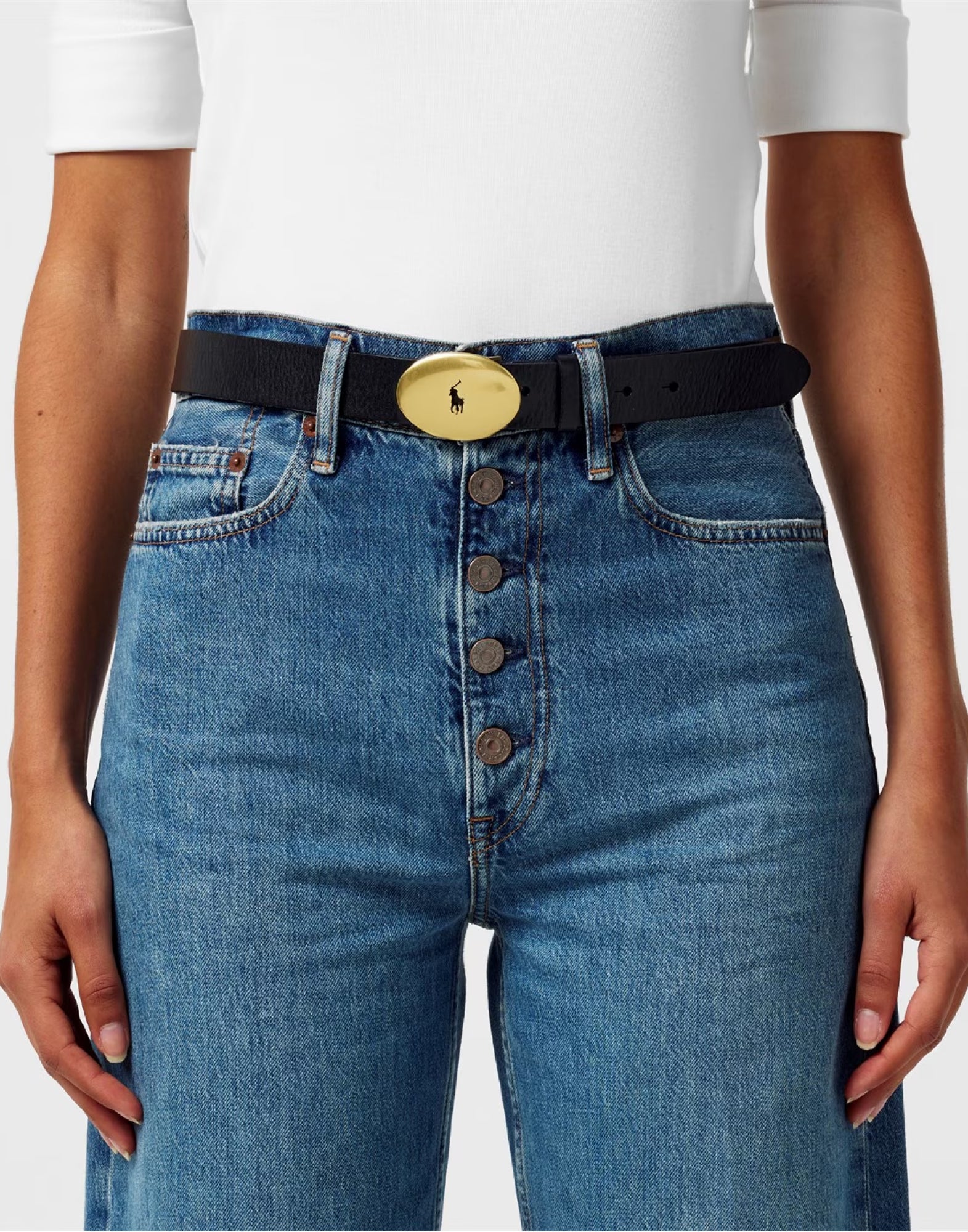 POLO RALPH LAUREN Oval Buckle Leather Belt - 3 cm Width