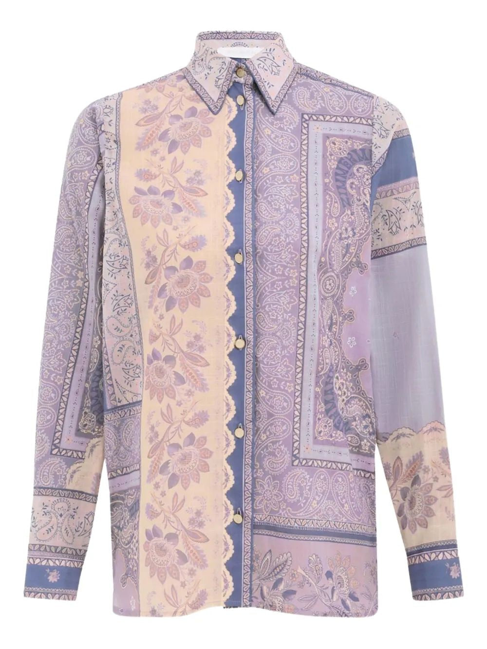 ZIMMERMANN Mixed-Print Button-Up Shirt