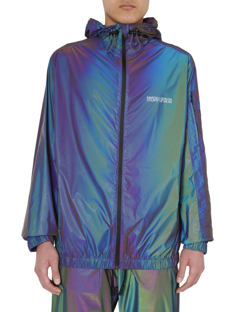 MARCELO BURLON COUNTY OF MILAN Men's Wind Jacket with Front Zip Closure