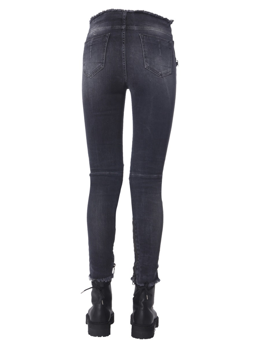 Unraveled Skinny Fit Jeans with Front Lace Closure