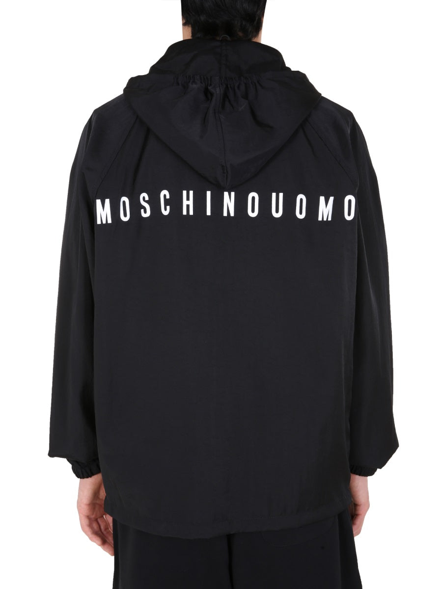 MOSCHINO Hooded Front Zip Wind Jacket for Men