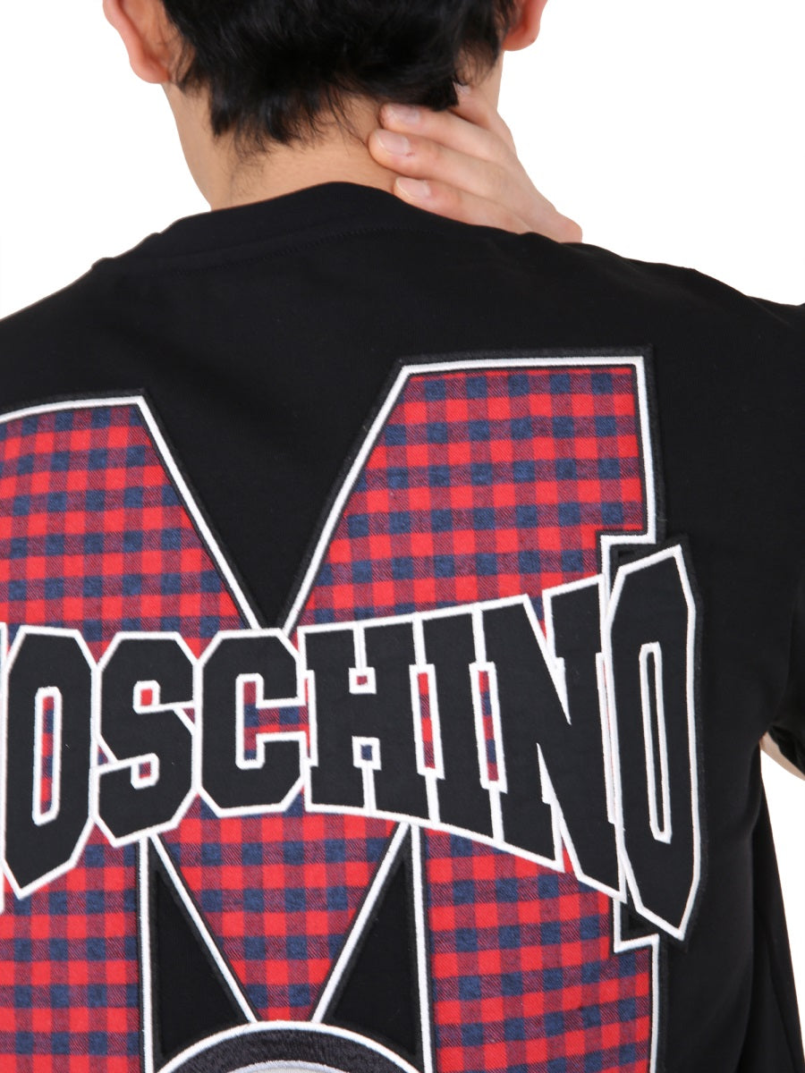 MOSCHINO Maxi Patch Logo Round Neck T-Shirt for Men