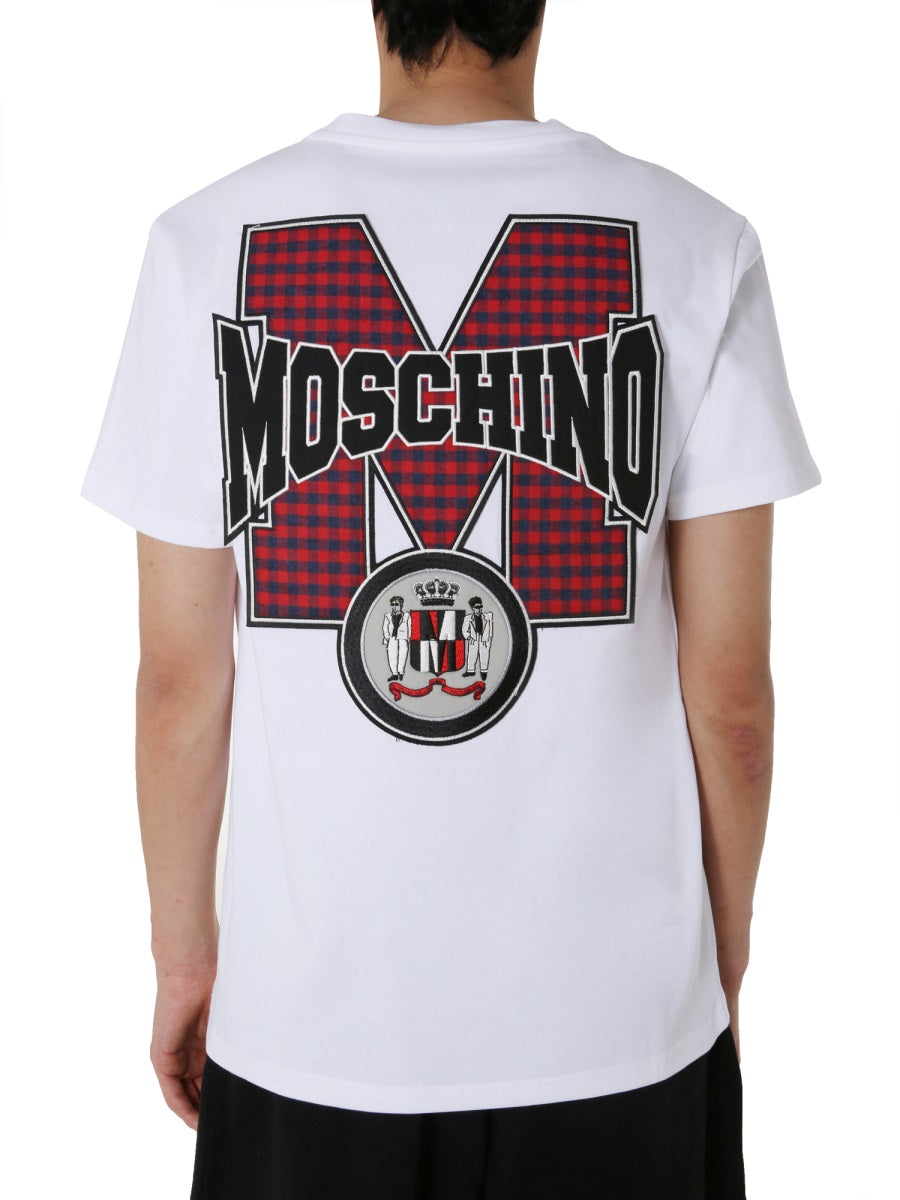 MOSCHINO Maxi Patch Logo Round Neck T-Shirt for Men