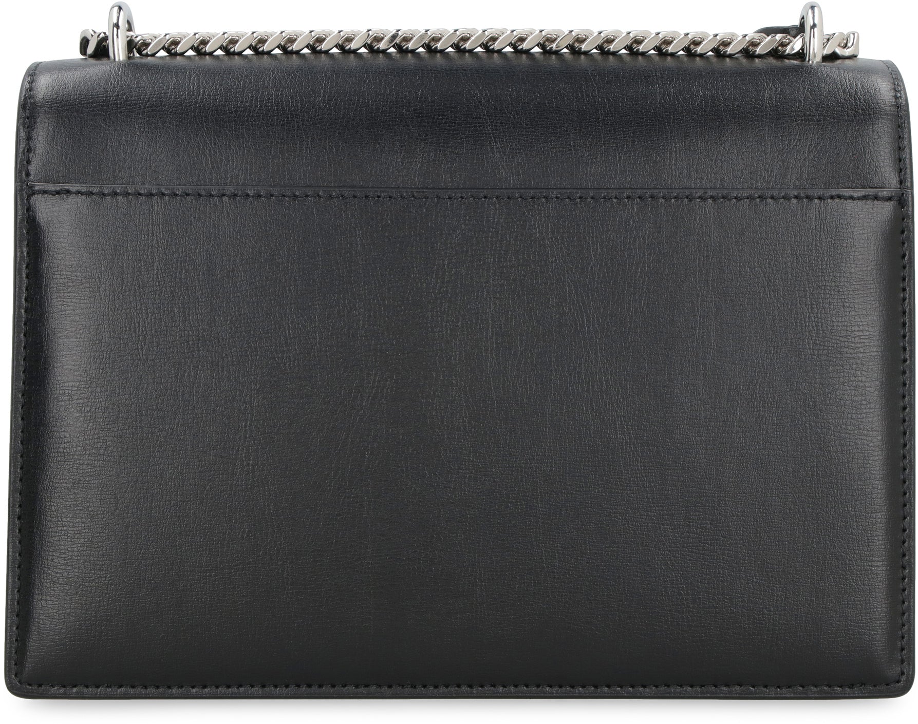 SAINT LAURENT Structured Medium Leather Handbag with Chain Strap
