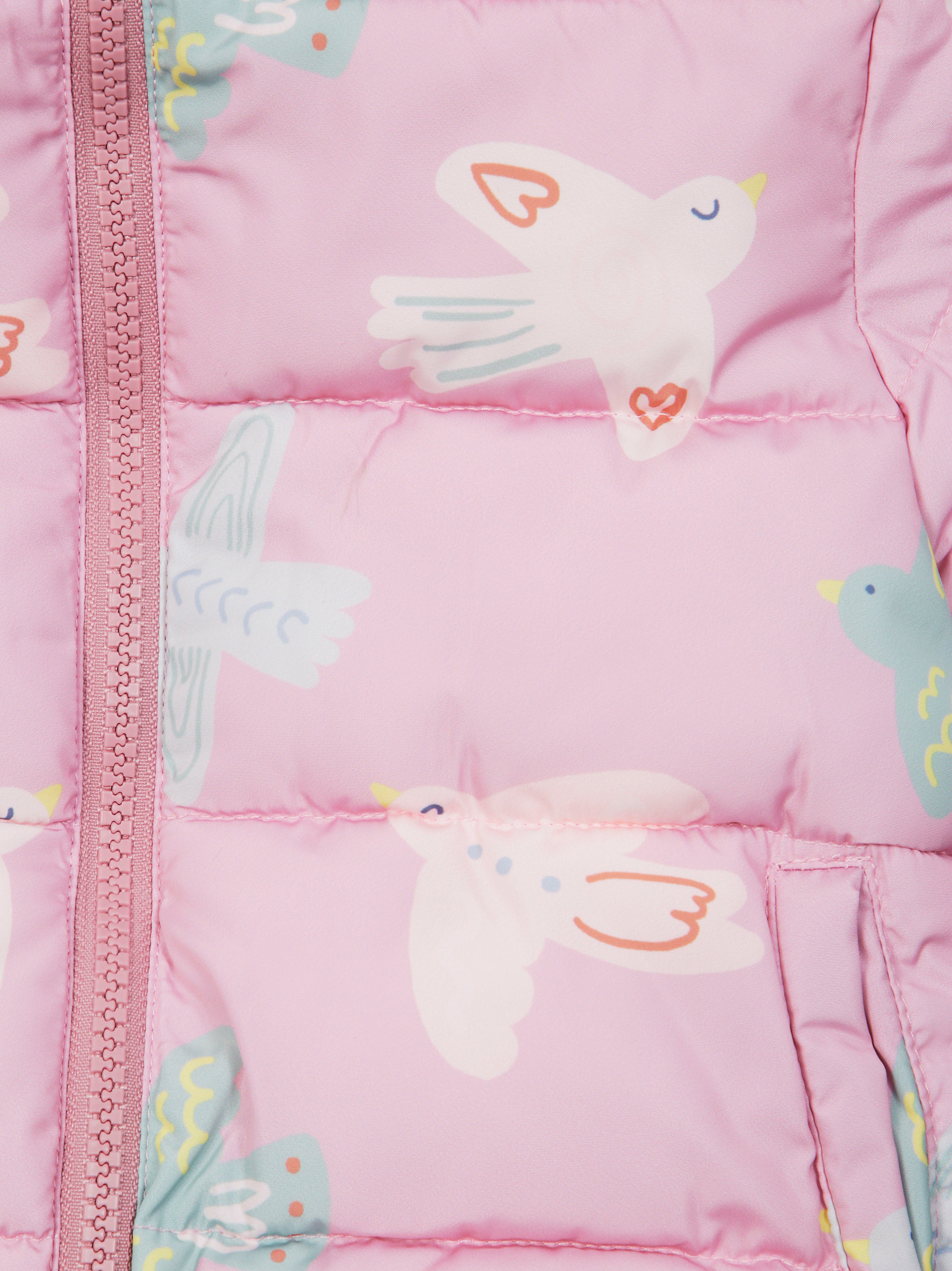 STELLA MC CARTNEY JUNIOR Mini Puffer Jacket with Colorful Bird Print