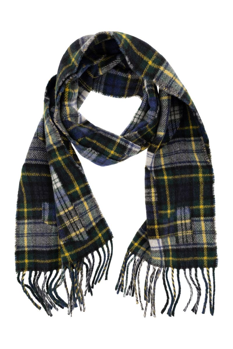POLO RALPH LAUREN Wool Blend Check Scarf with Fringed Ends - 186 x 30 cm