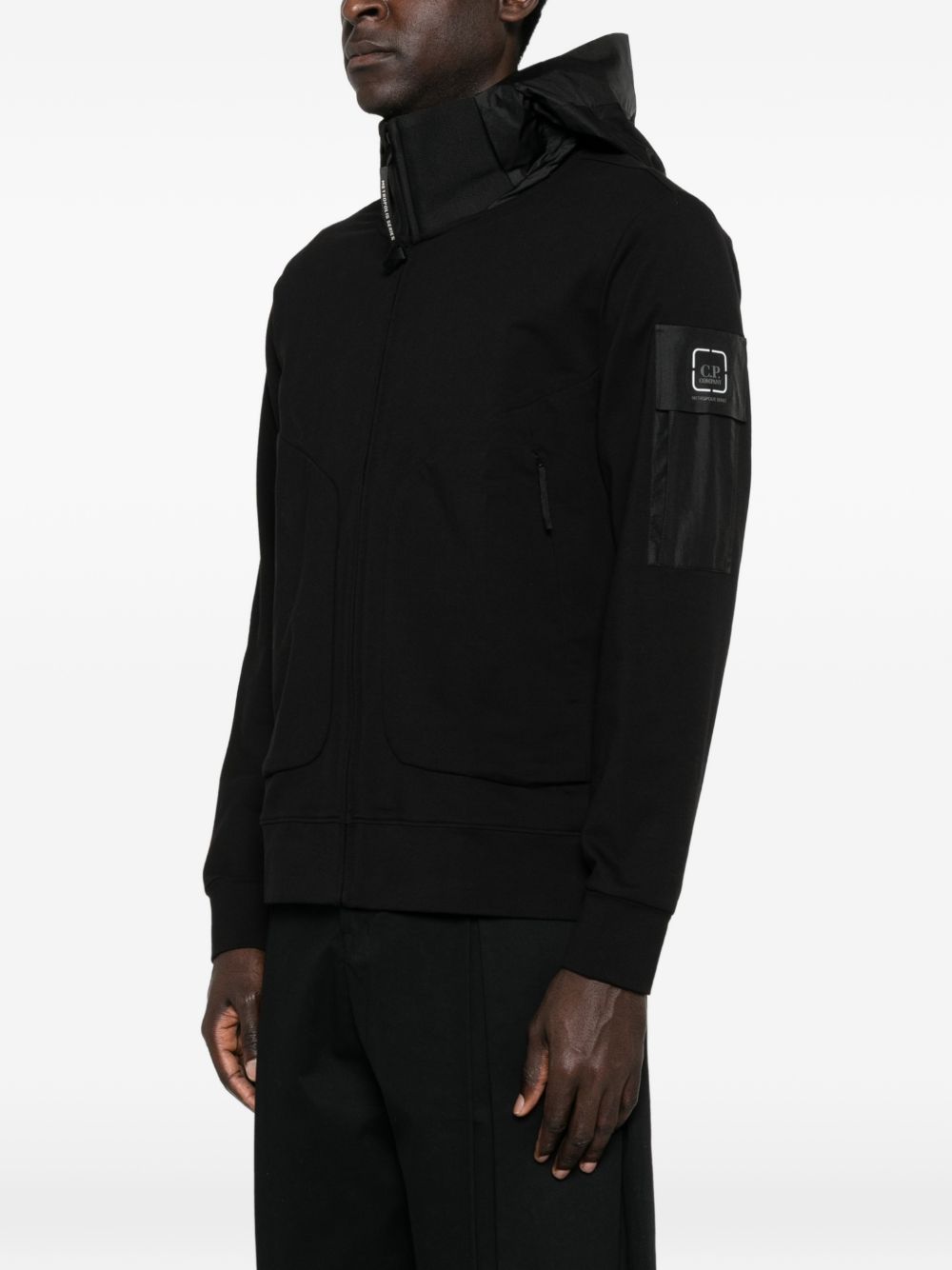 C.P. COMPANY Zip Fastening Hooded Sweatshirt with Logo Patch and Front Pockets