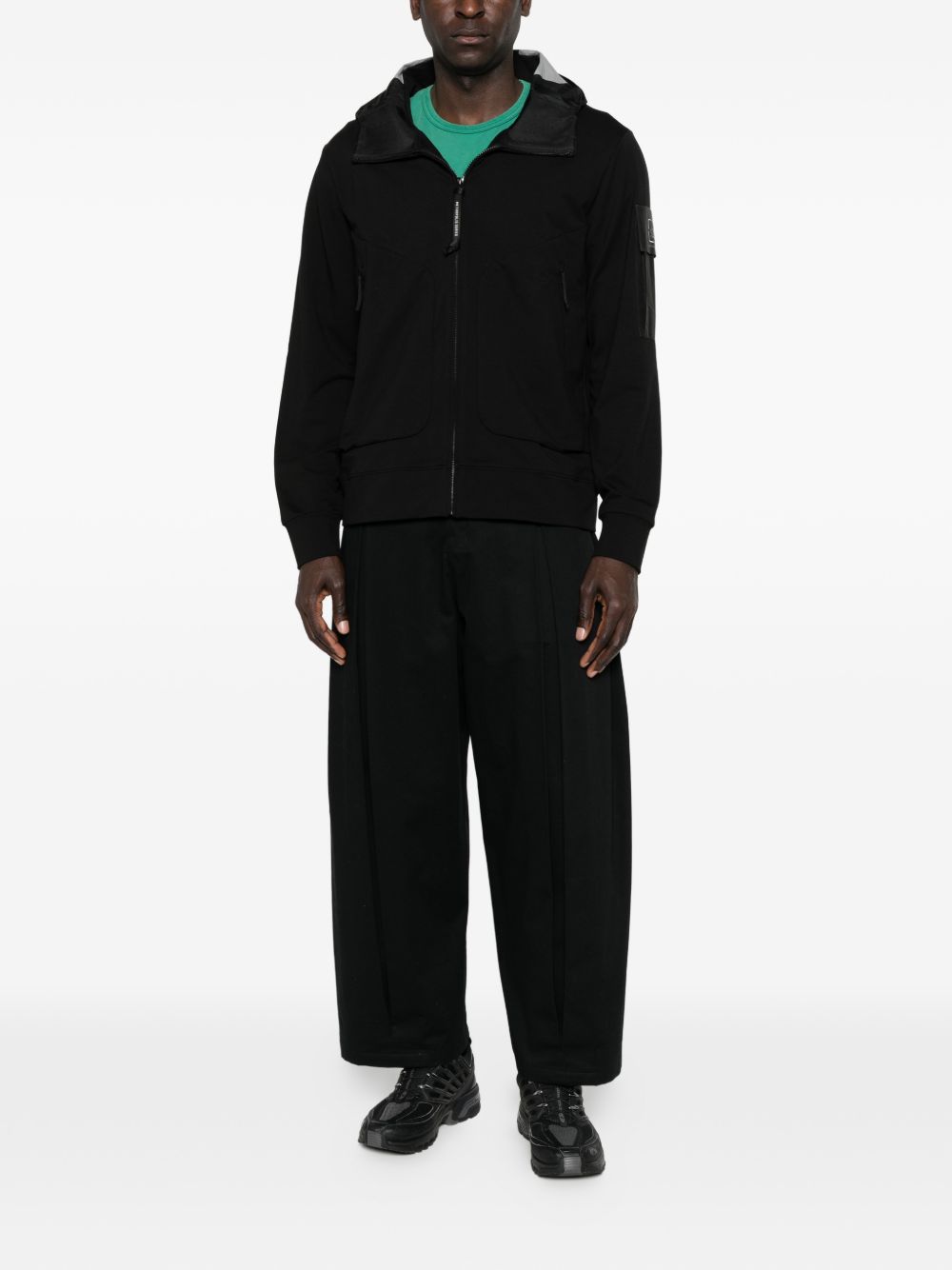 C.P. COMPANY Zip Fastening Hooded Sweatshirt with Logo Patch and Front Pockets