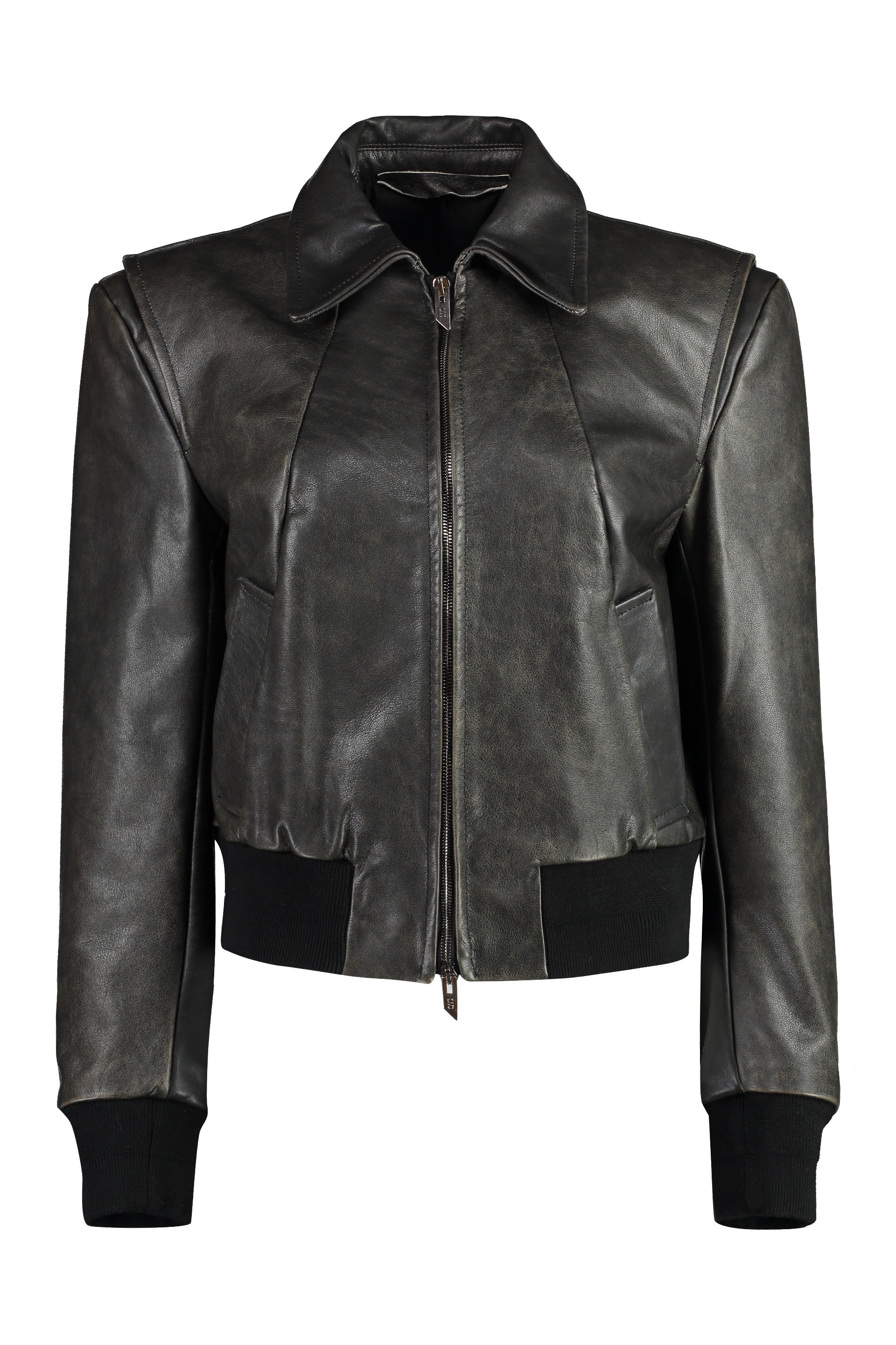 SALVATORE SANTORO Vintage Leather Jacket with Ribbed Cuffs for Women