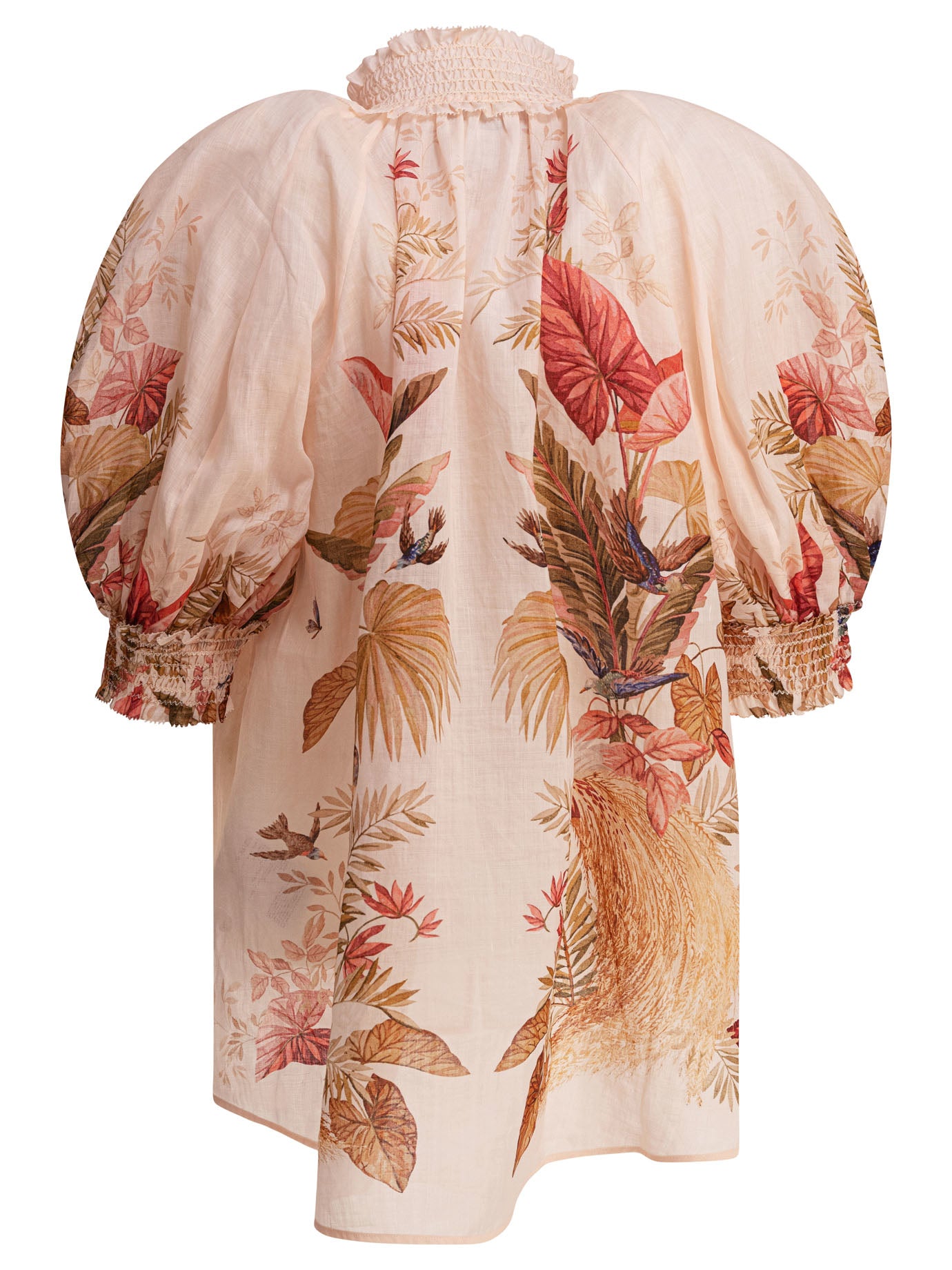 ZIMMERMANN Ascension Printed Mini Blouse with High Neck