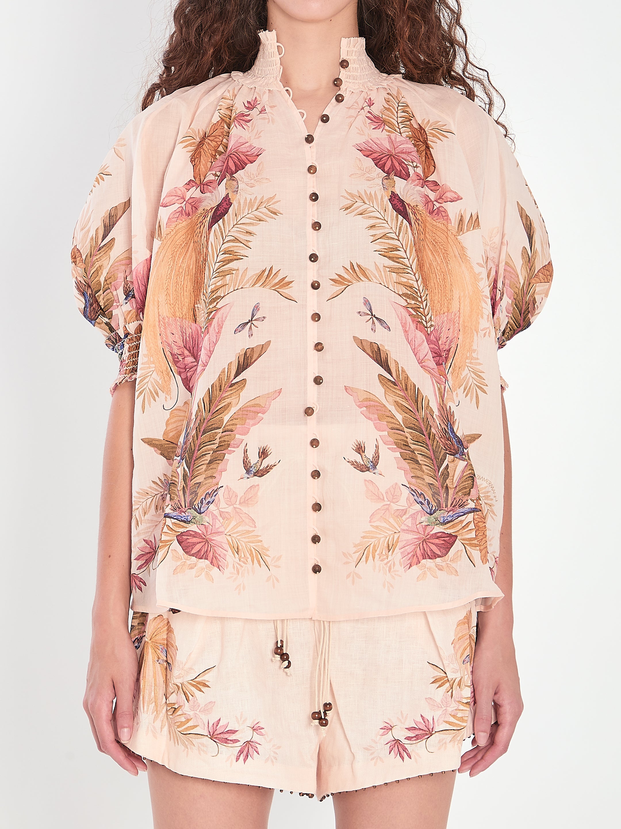 ZIMMERMANN Billow Blouse in Cream Palm Floral - Size 01
