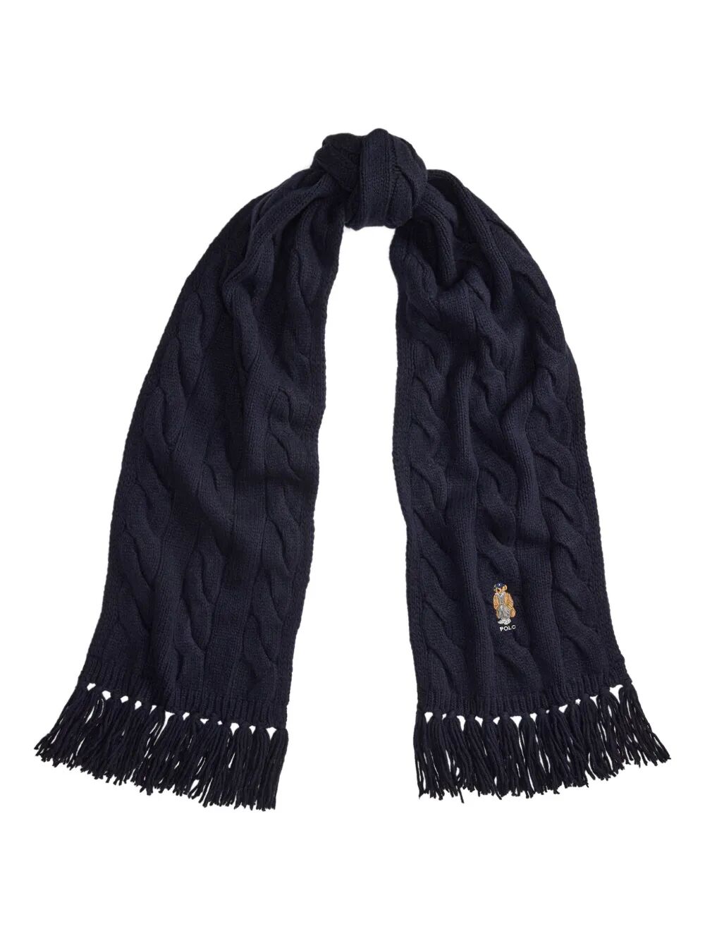 POLO RALPH LAUREN Wool Cable Knit Scarf with Bear Design