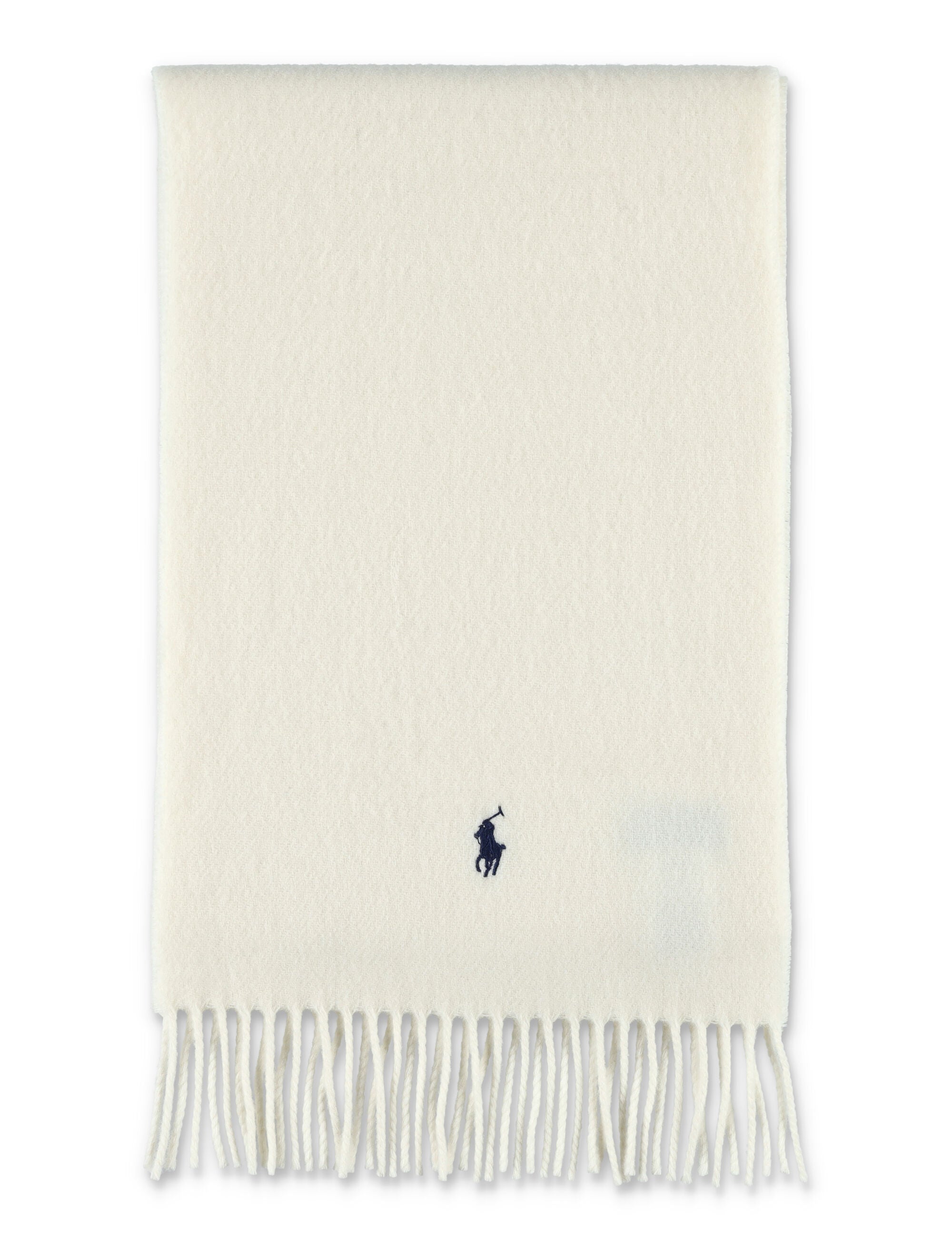 POLO RALPH LAUREN Women's Wool Scarf with Fringe Trim and Logo - 188 cm x 30.5 cm