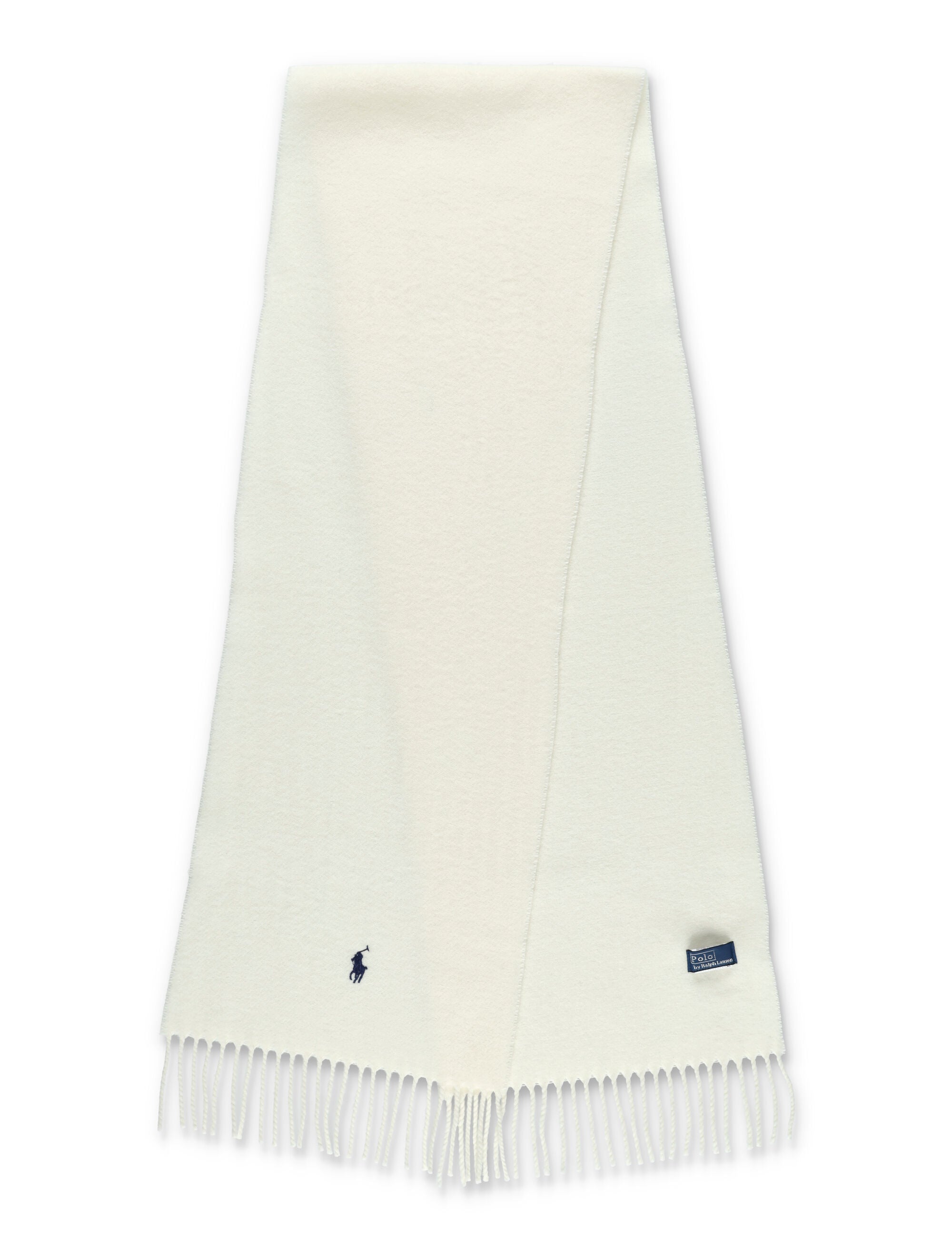 POLO RALPH LAUREN Women's Wool Scarf with Fringe Trim and Logo - 188 cm x 30.5 cm