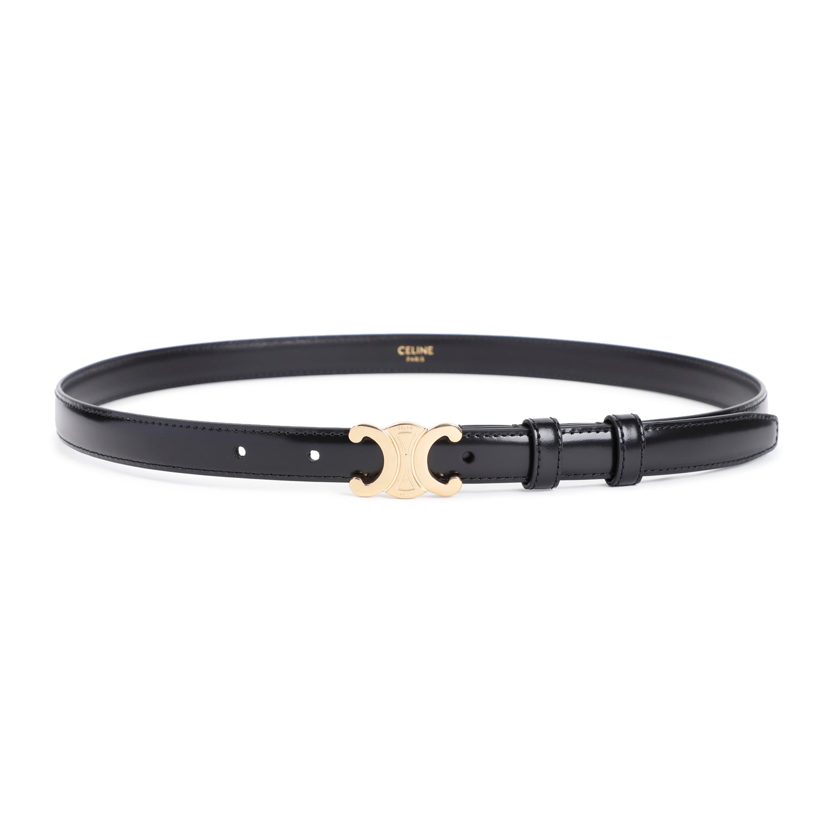 CELINE Elegance Leather Belt with Signature Buckle