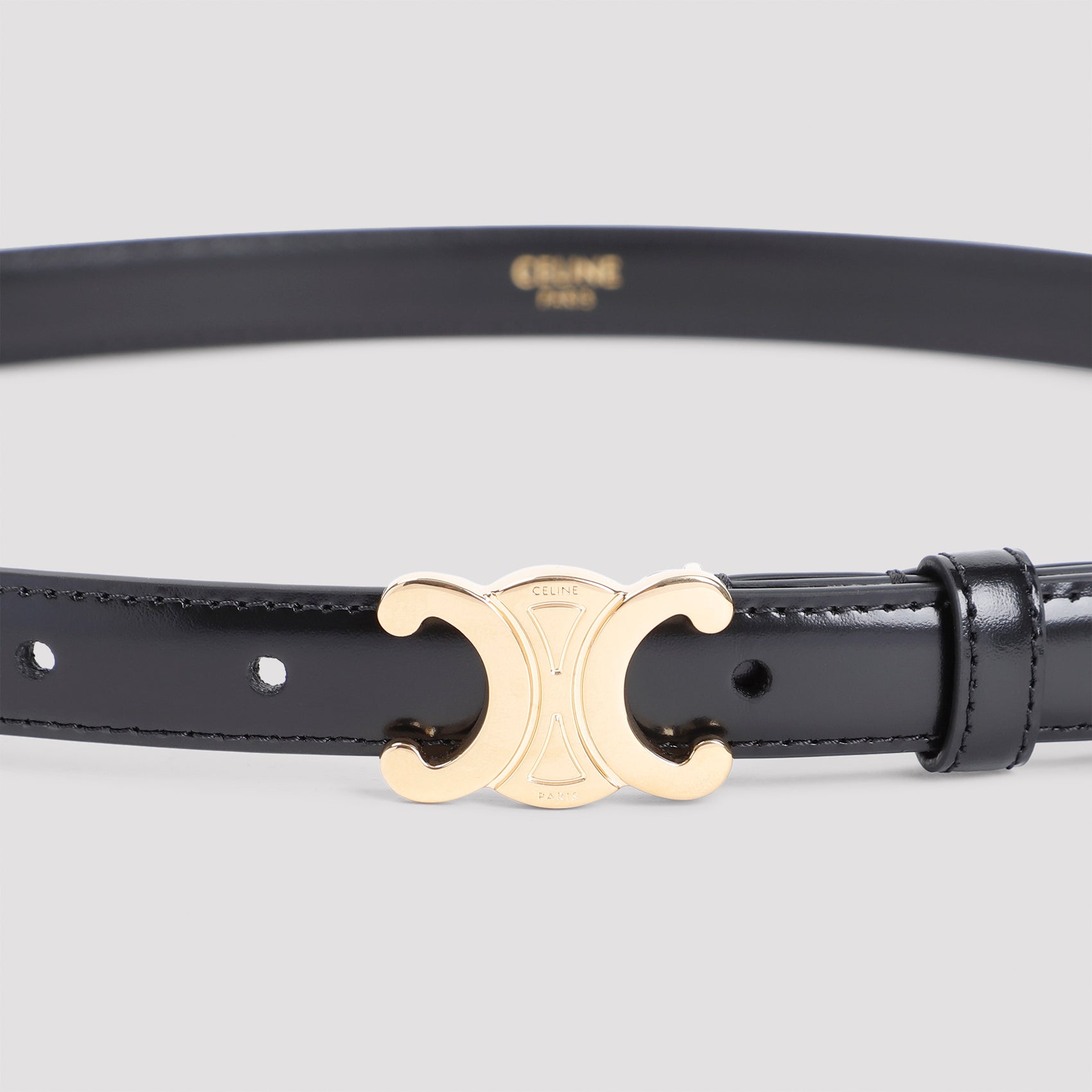 CELINE Elegance Leather Belt with Signature Buckle