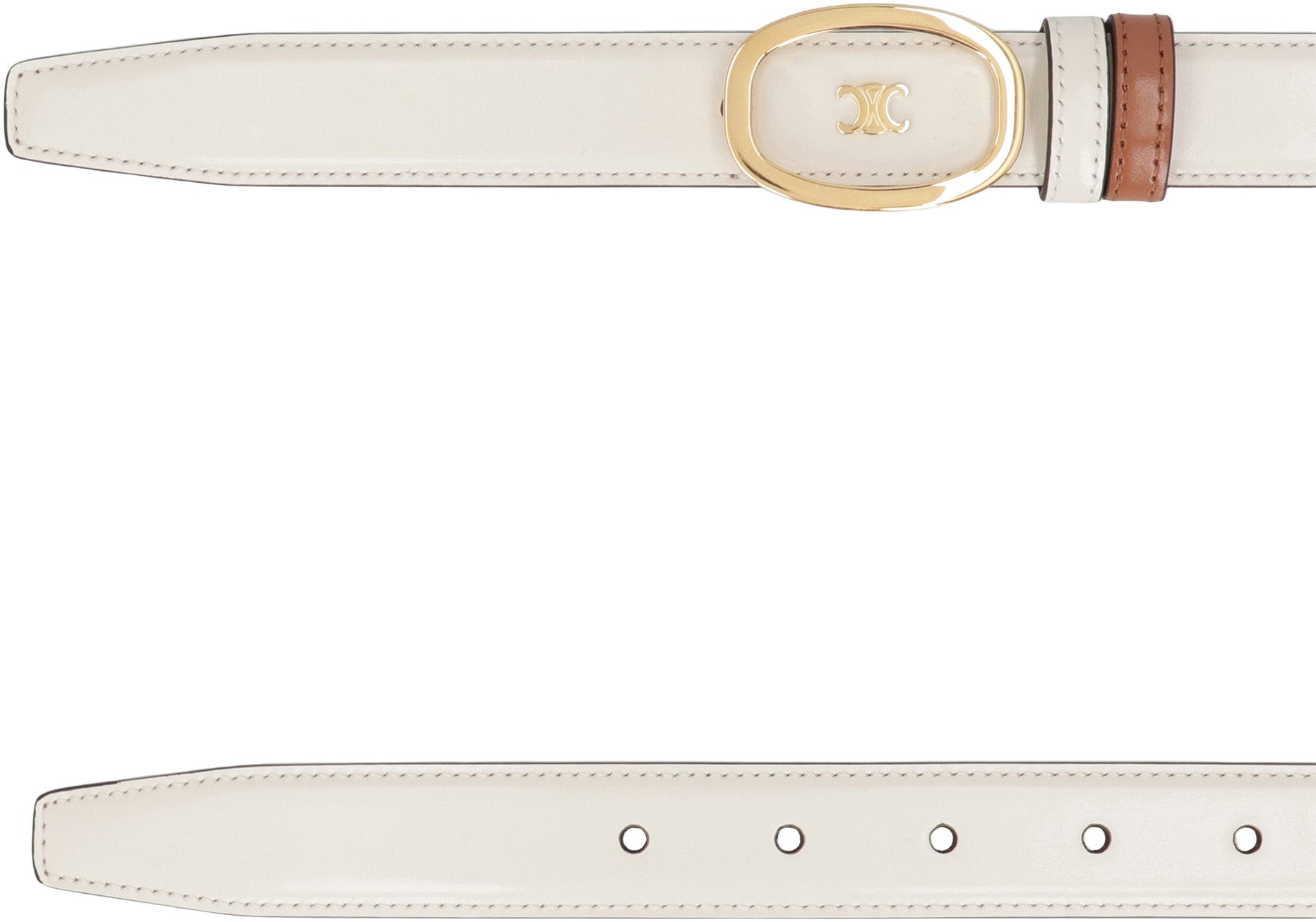 CELINE Reversible Smooth Leather Belt with Logo Buckle