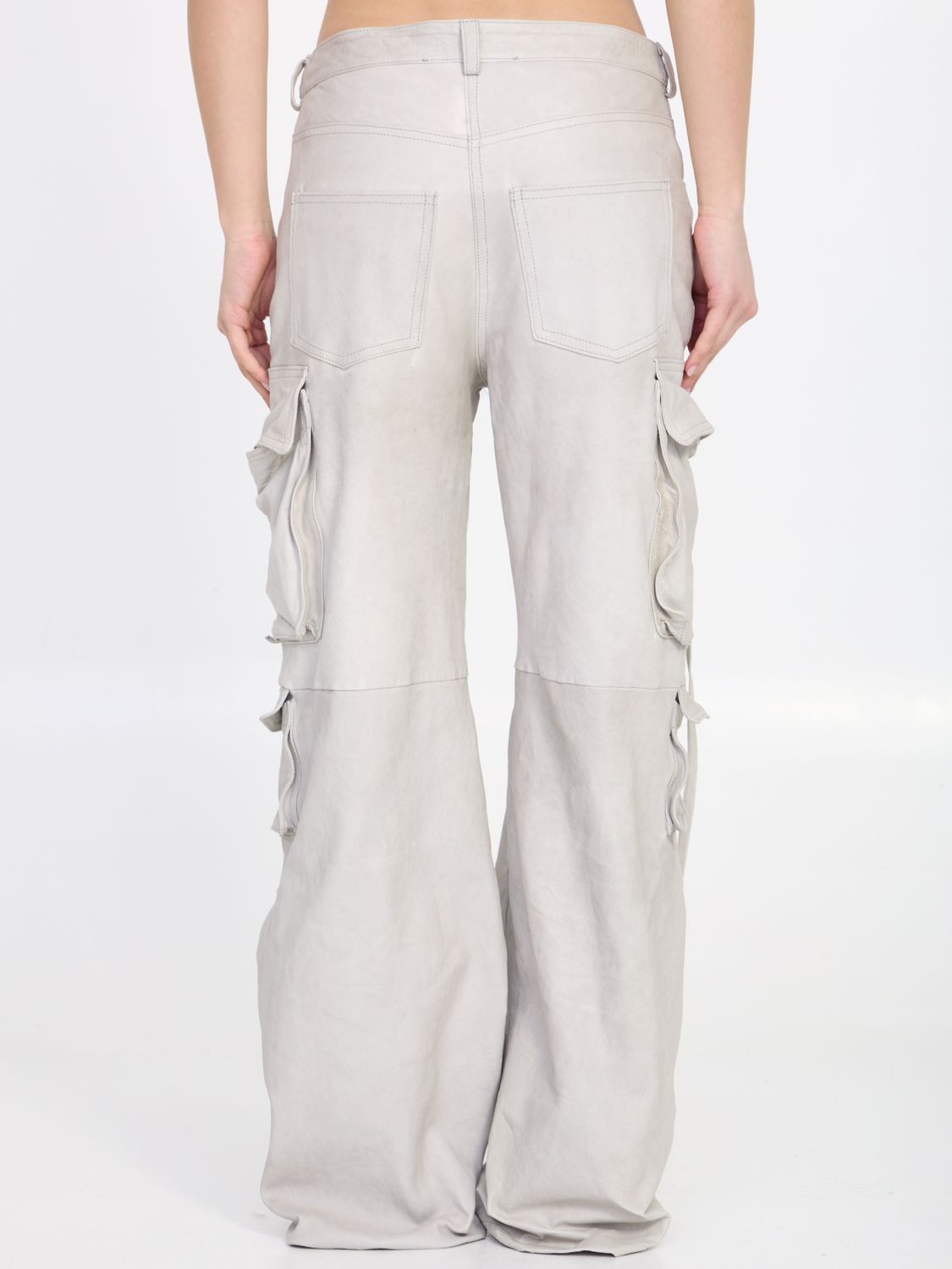 SALVATORE SANTORO Women's Regular Fit Leather Cargo Pants (Size 40)