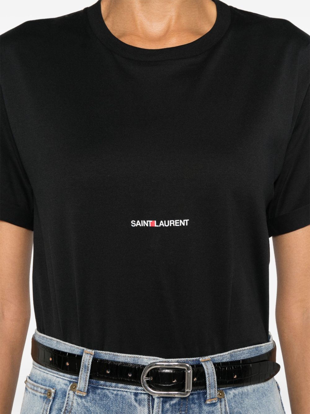 SAINT LAURENT Lightweight Cotton Crew Neck T-Shirt for Women