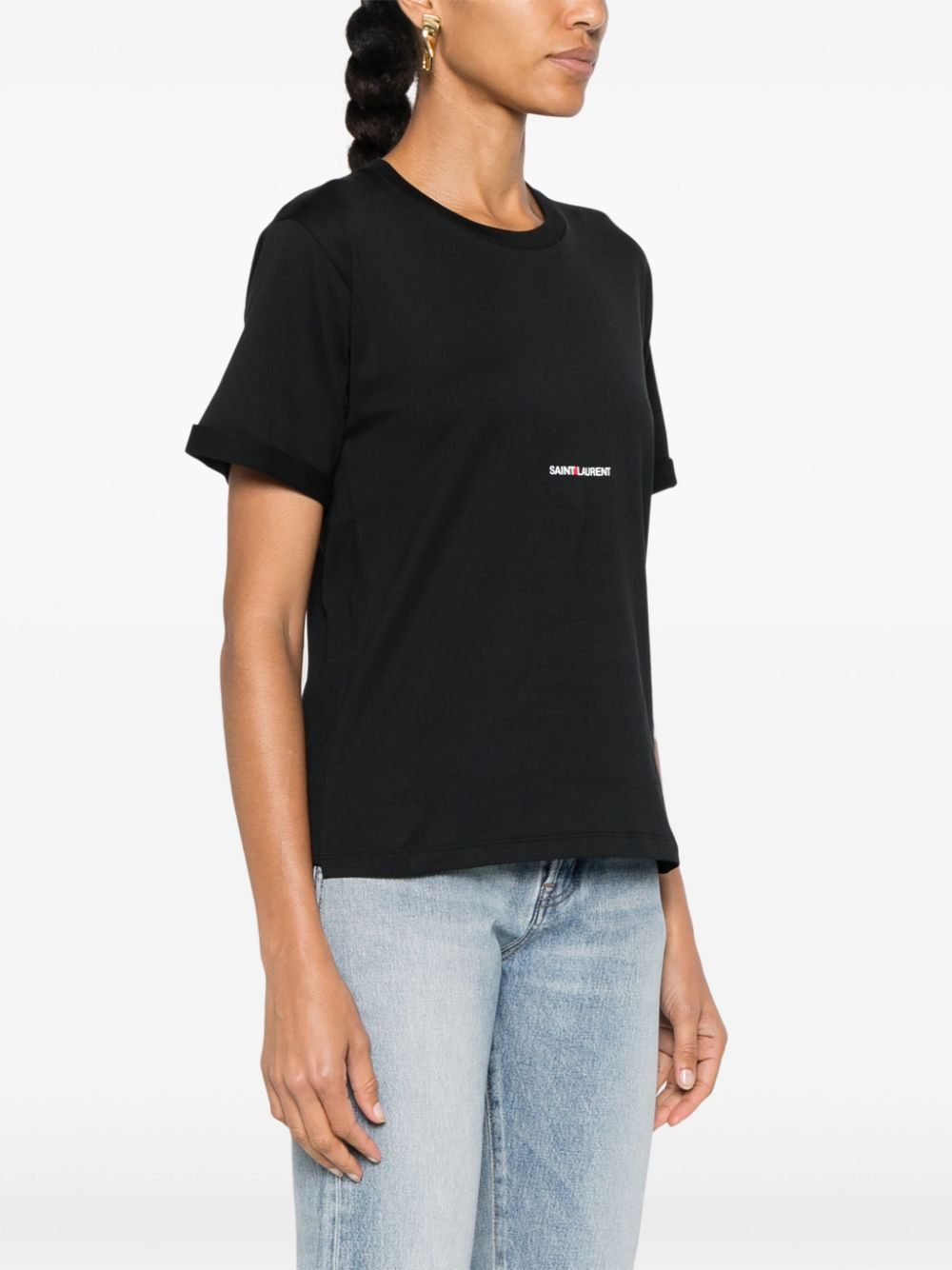 SAINT LAURENT Lightweight Cotton Crew Neck T-Shirt for Women