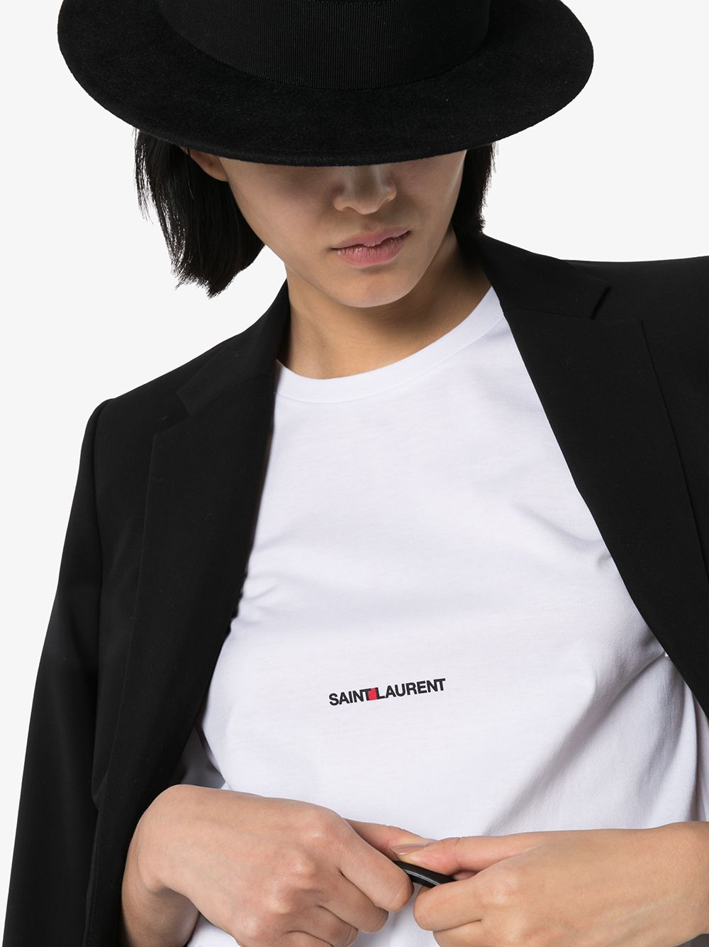 SAINT LAURENT Logo Cotton T-Shirt for Women