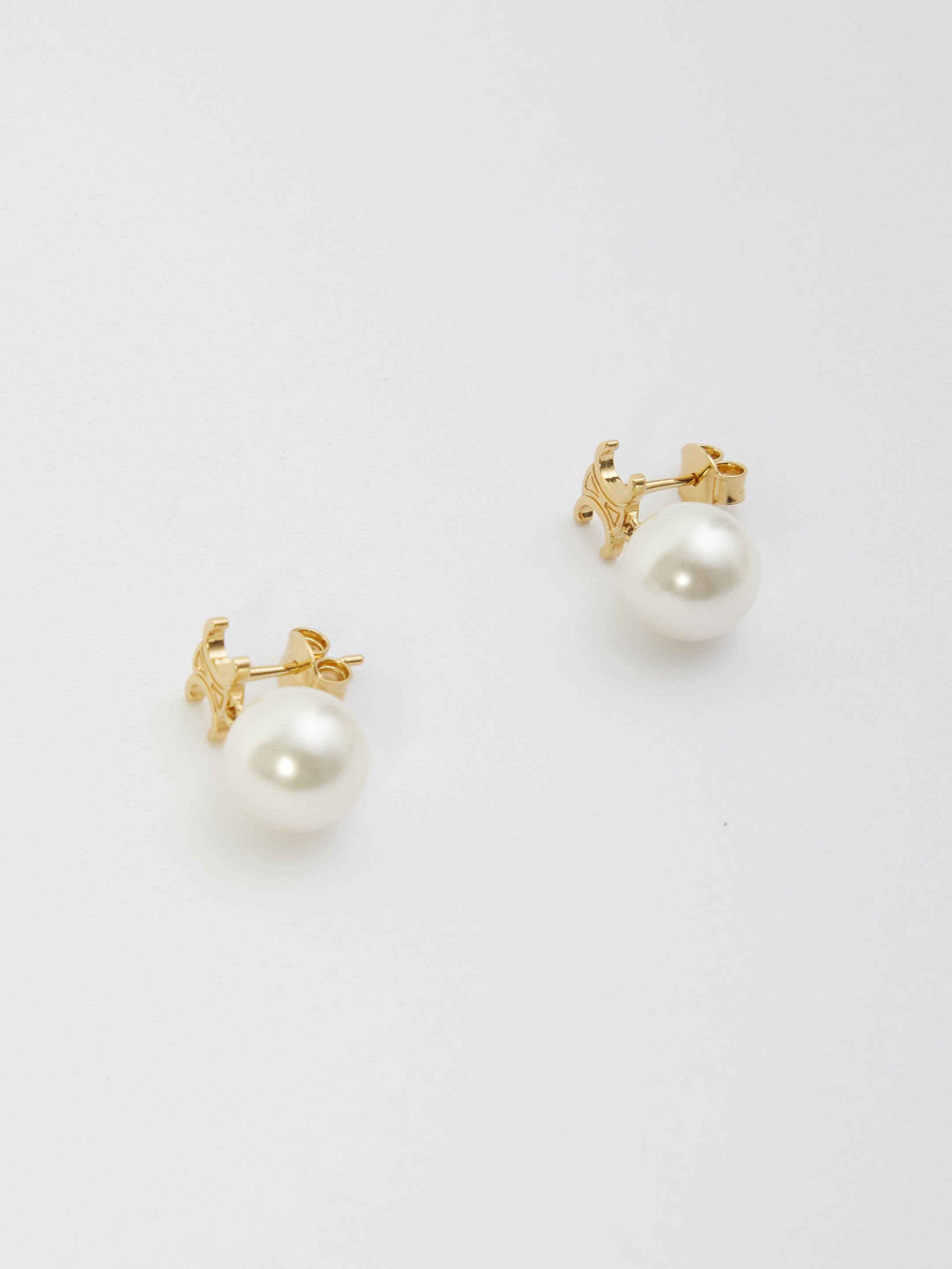 CELINE Elegant Pearl Brass Earrings