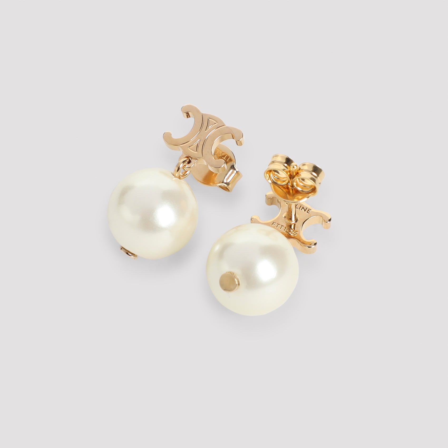 CELINE Elegant Pearl Brass Earrings
