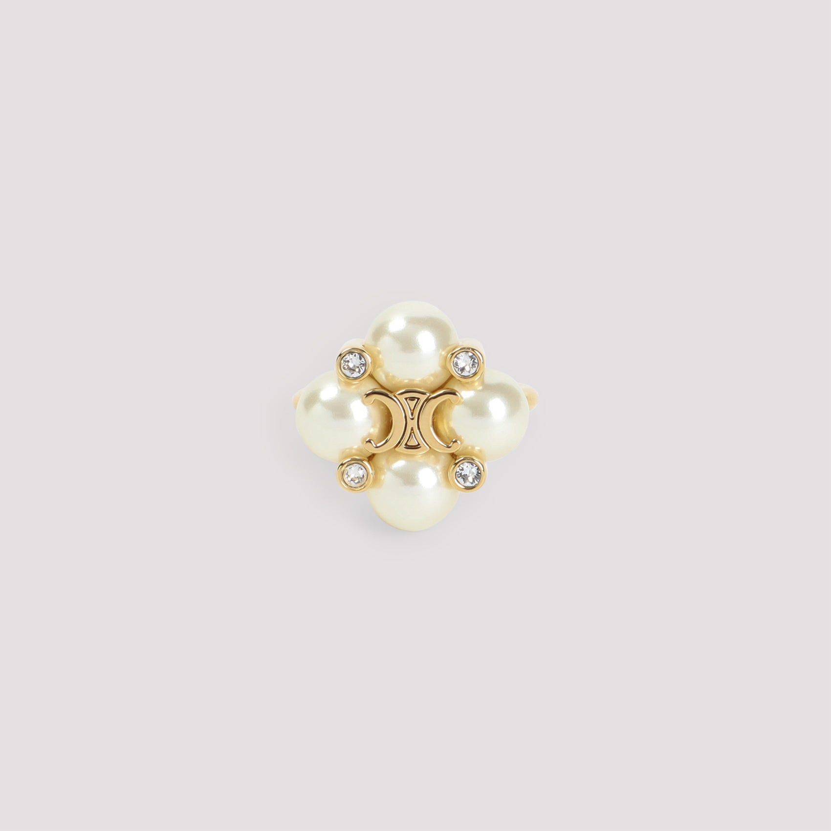CELINE Elegant Pearl and Brass Ring