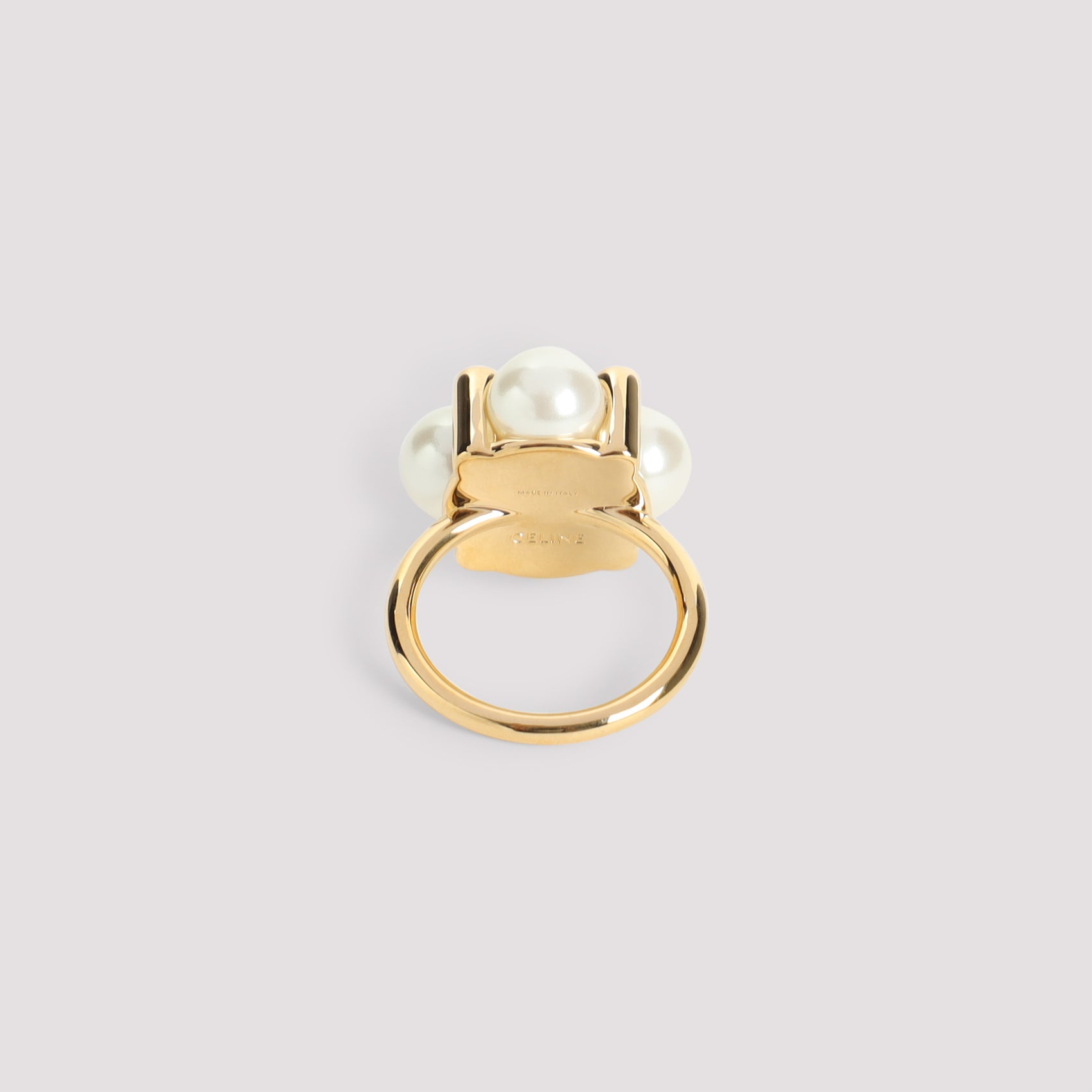 CELINE Elegant Pearl and Brass Ring