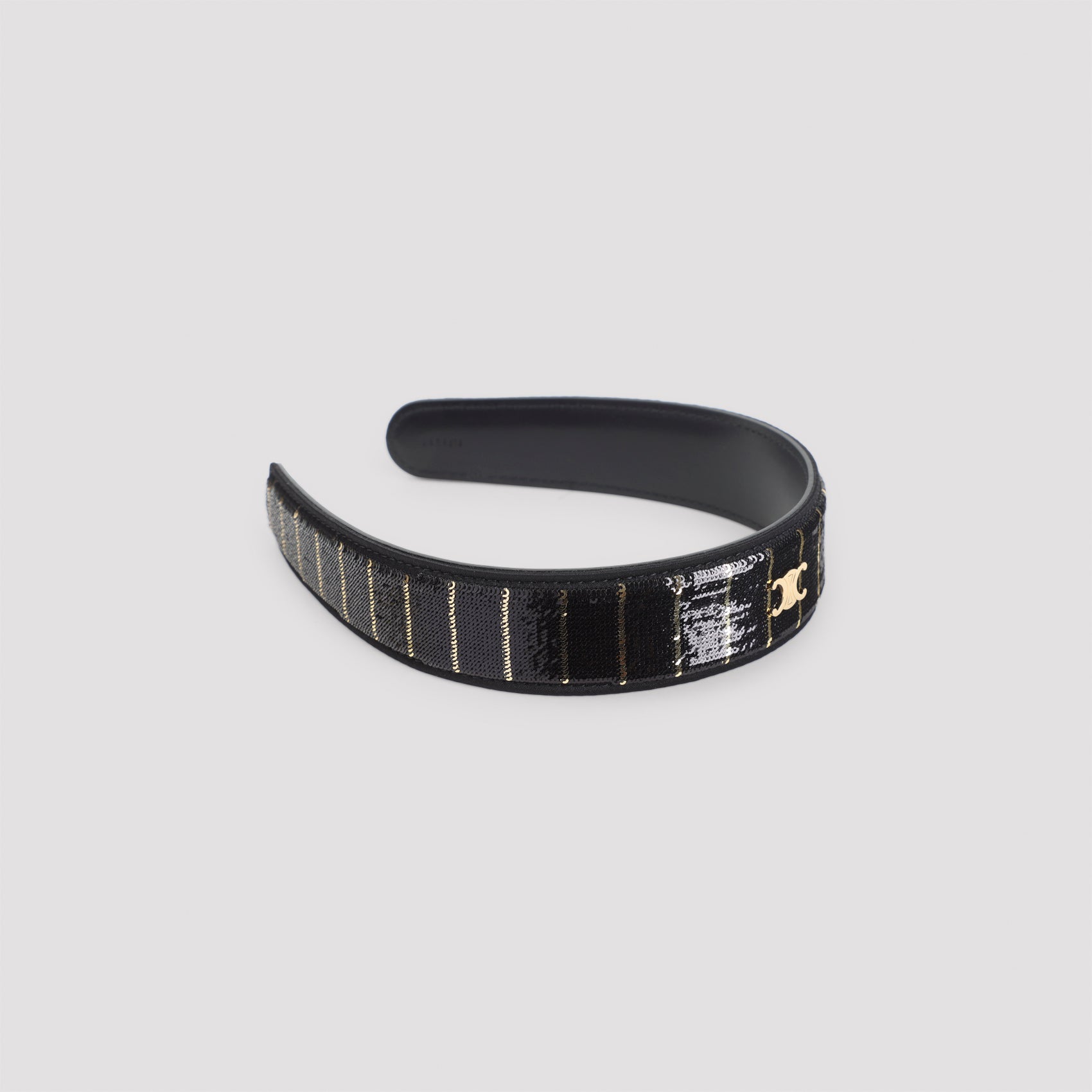 CELINE Striped Sequins Leather Headband
