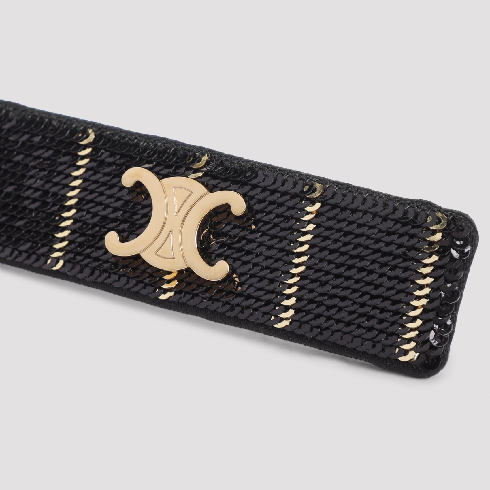 CELINE Striped Sequins Metal Hair Clip