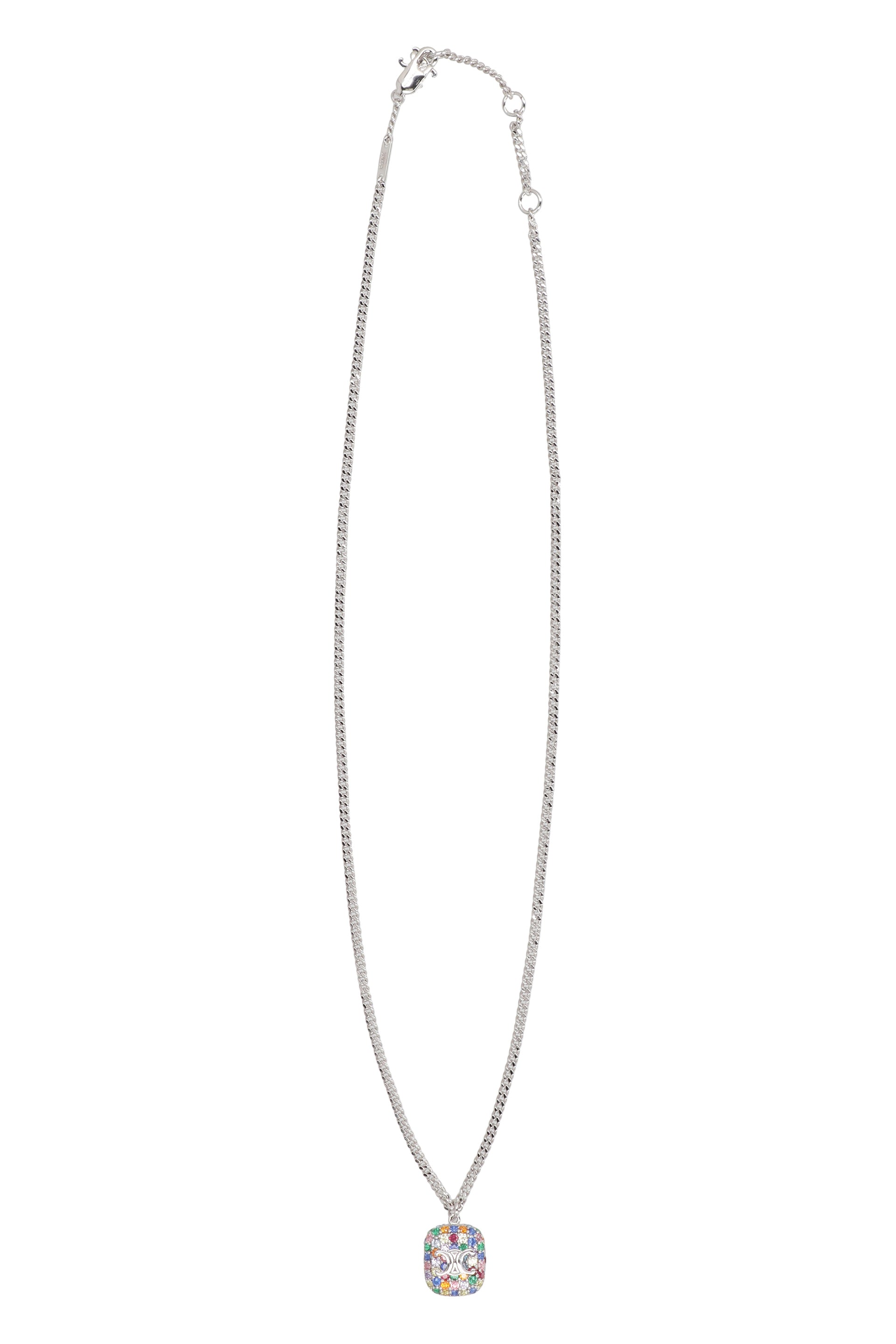 CELINE Brass Necklace with Embellished Logo Charms - 49 CM