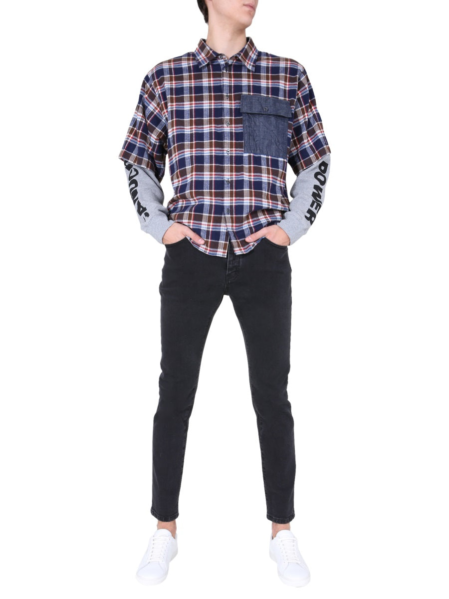 DSQUARED Double Sleeve Classic Collar Shirt for Men