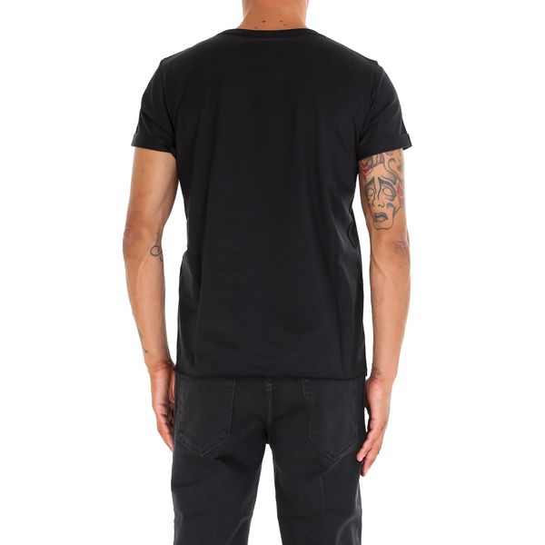 SAINT LAURENT Logo Print T-Shirt with Micro Ribbed Collar - Size M