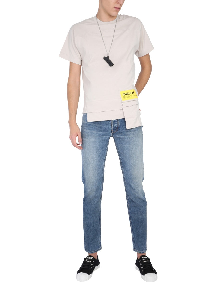 AMBUSH Unisex Crew Neck T-Shirt with Zip Pocket