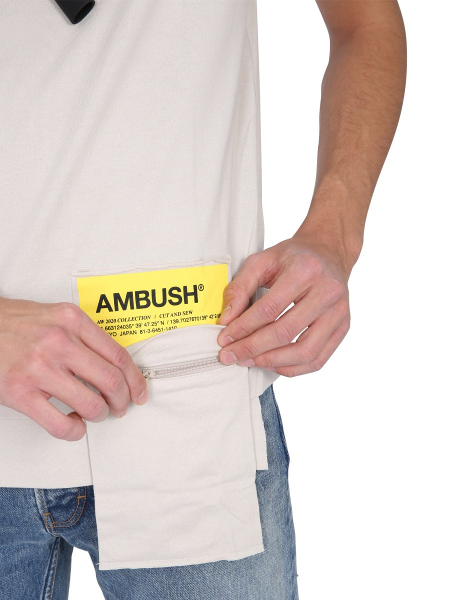 AMBUSH Unisex Crew Neck T-Shirt with Zip Pocket