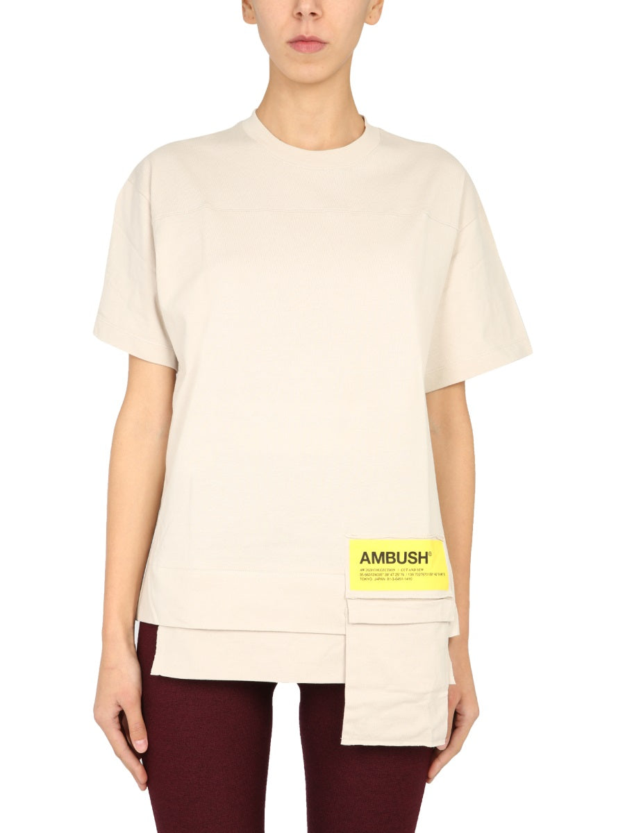 AMBUSH Unisex Crew Neck T-Shirt with Zip Pocket