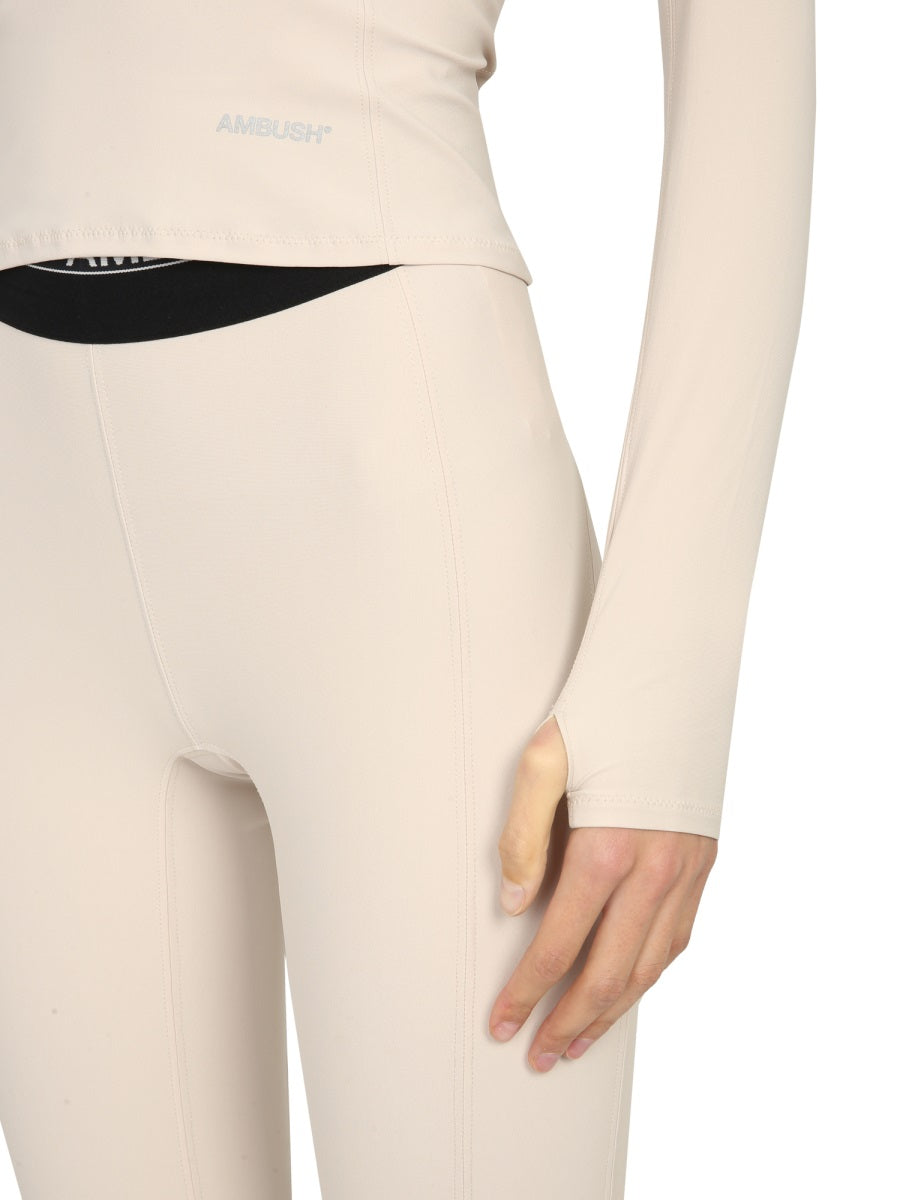 AMBUSH Chic Long Sleeve T-Shirt with Polo Neck and Back Zip