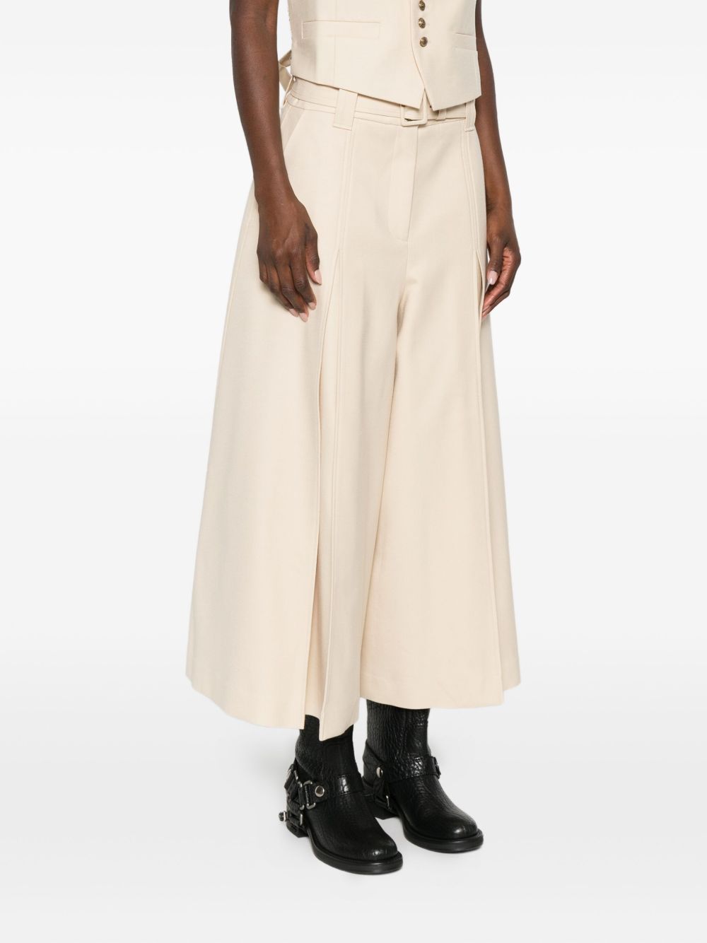 ZIMMERMANN Belted Wool-Blend Trousers with Pleat Detailing