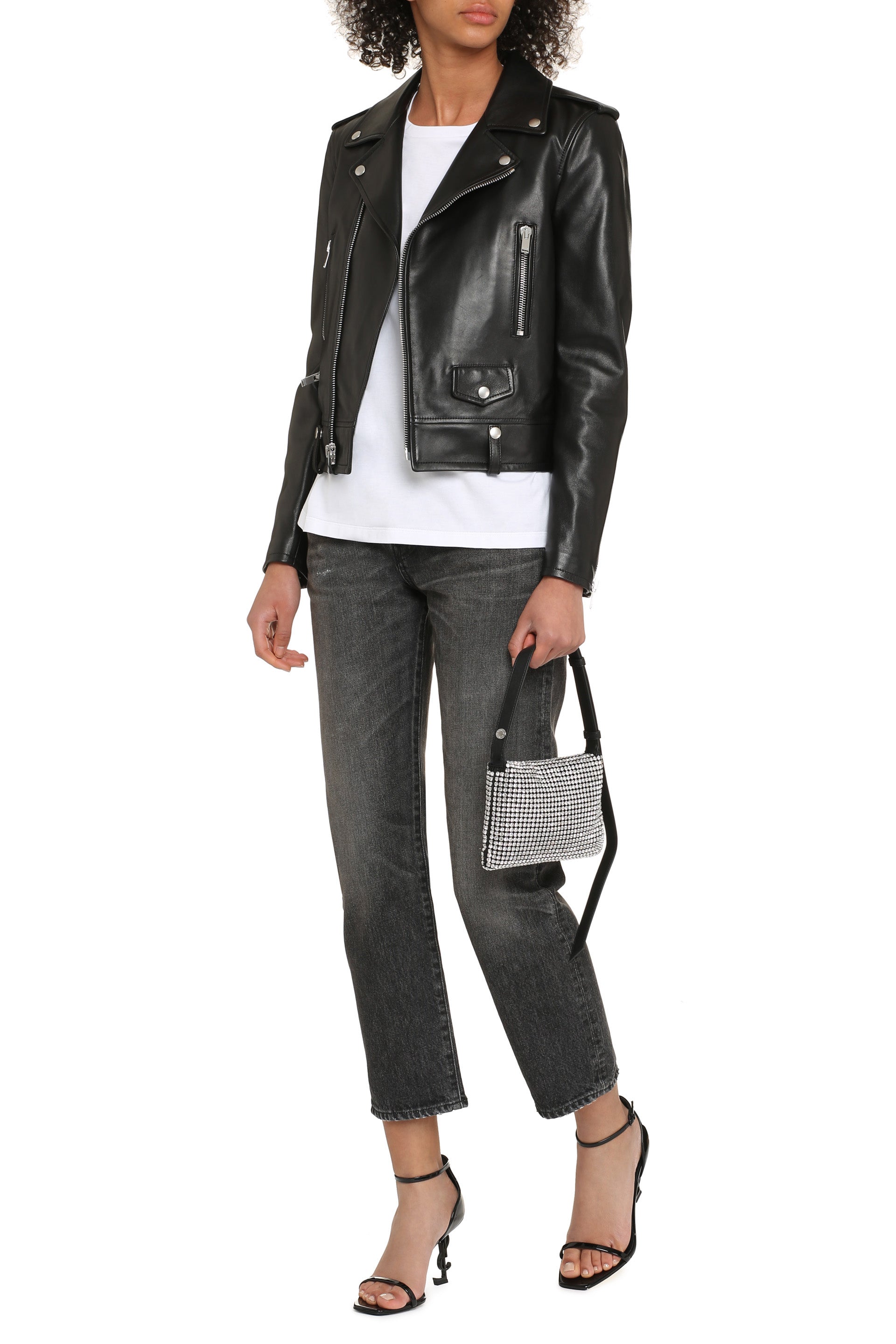 SAINT LAURENT Women's Classic Leather Motorcycle Jacket - Size M