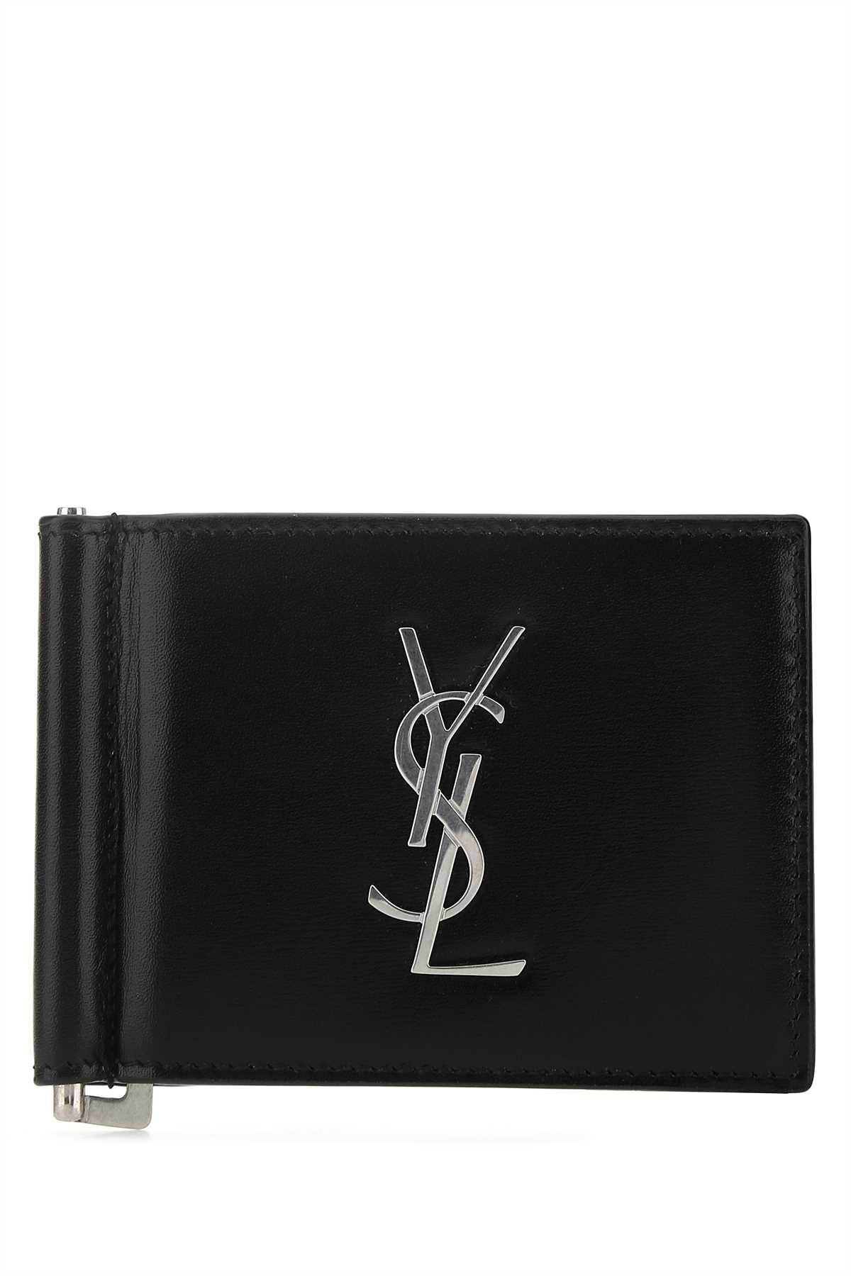 SAINT LAURENT Leather Card Holder - Mini Design for Men