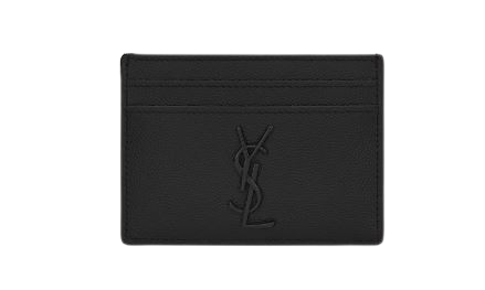SAINT LAURENT Mini Leather Card Holder with Logo Detail