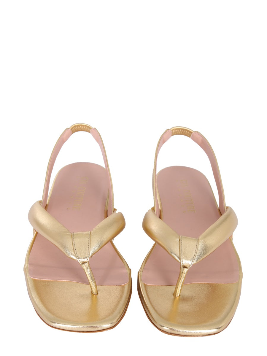 GIA BORGHINI Leather Slingback Sandals with Mini Heel
