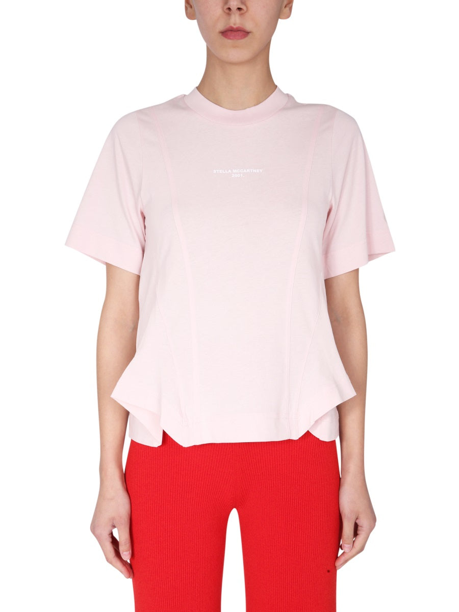 STELLA McCARTNEY Crew Neck T-Shirt with Logo Print