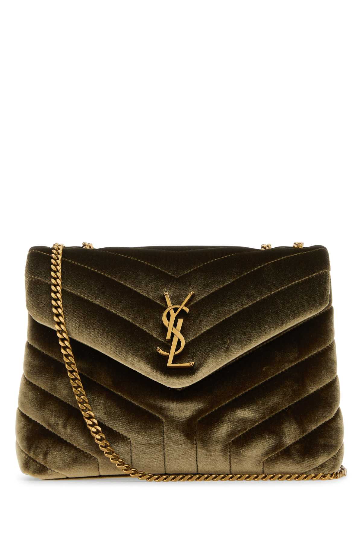 SAINT LAURENT Mini Velvet Loulou Shoulder Handbag
